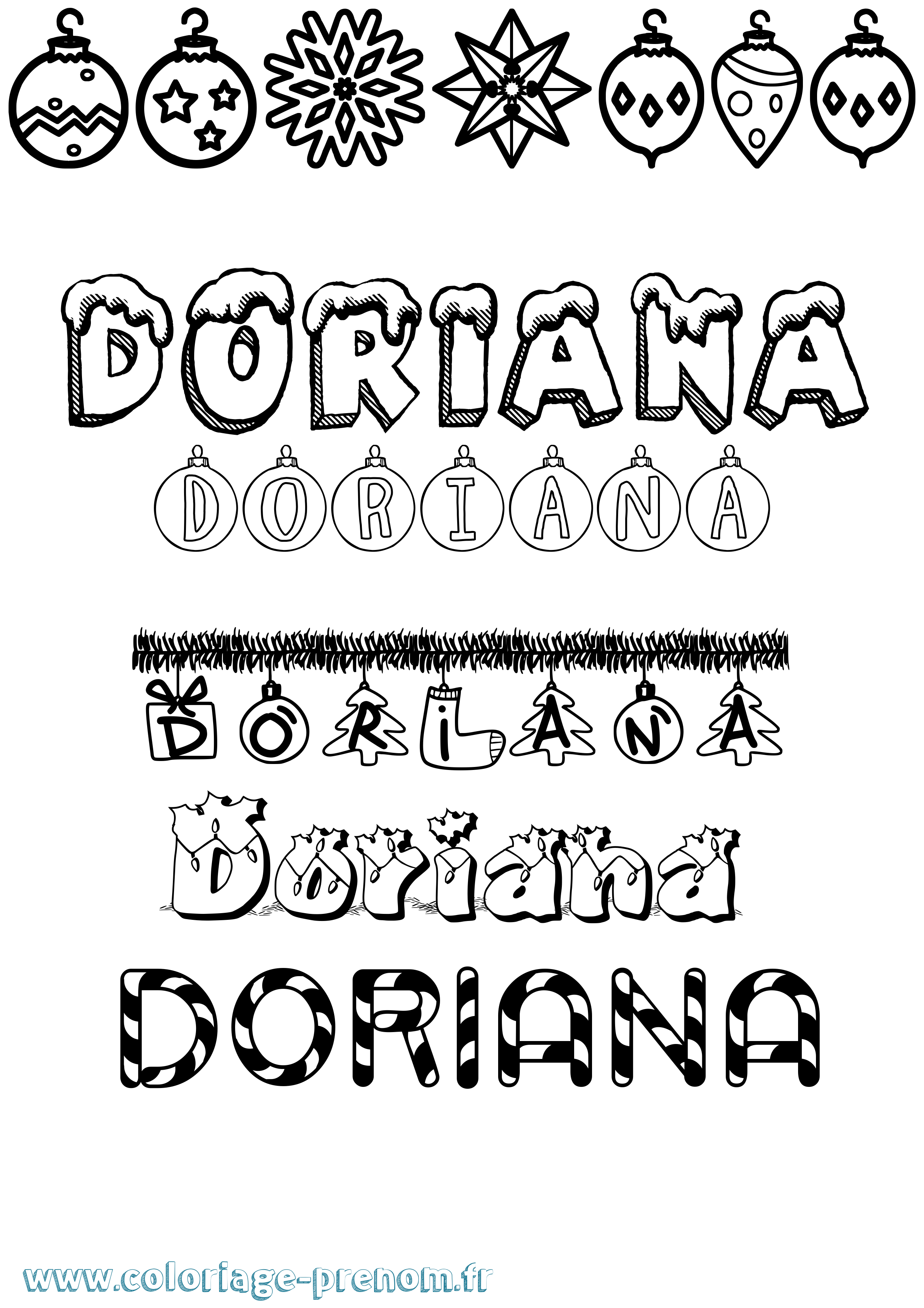 Coloriage prénom Doriana Noël