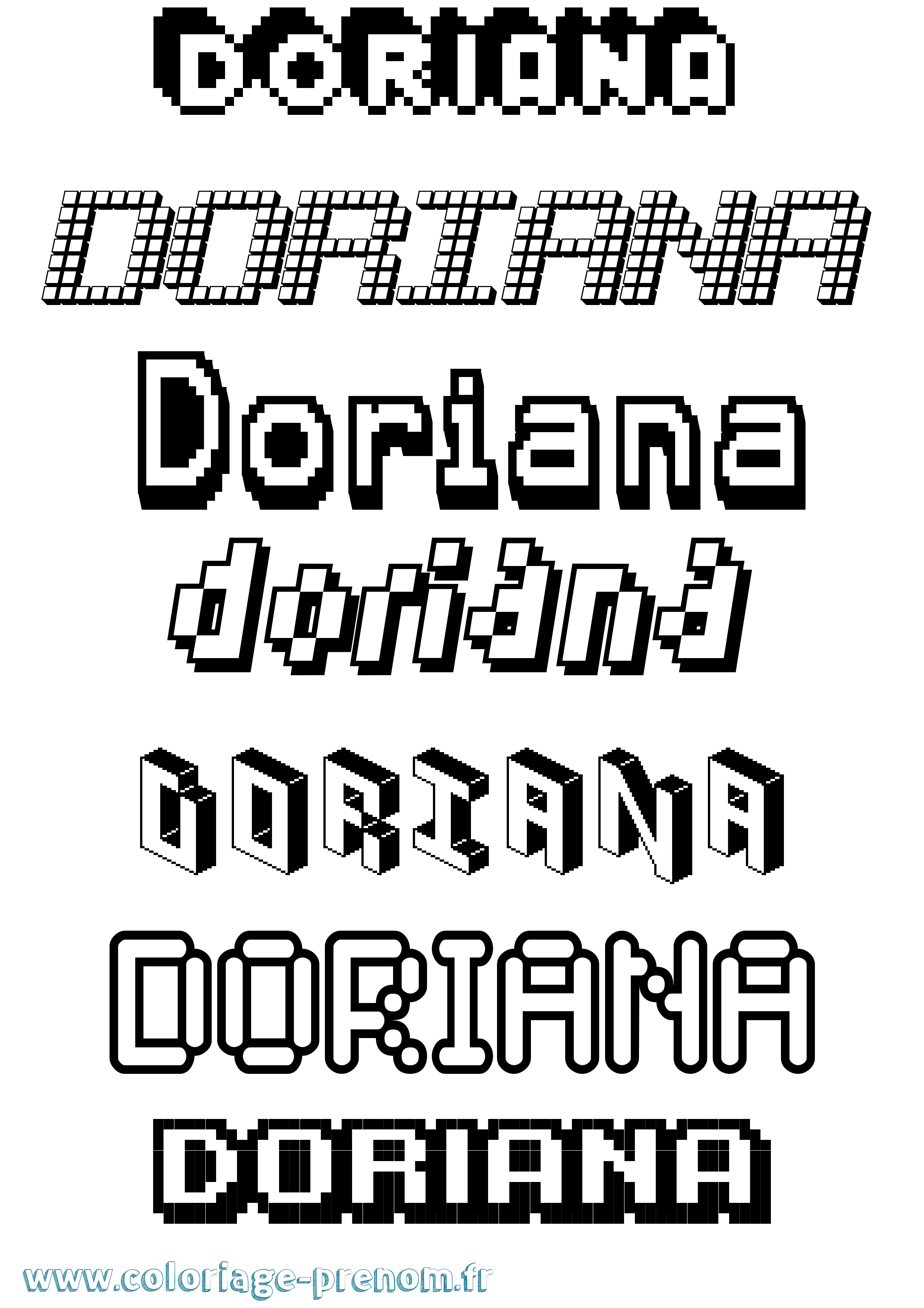 Coloriage prénom Doriana Pixel