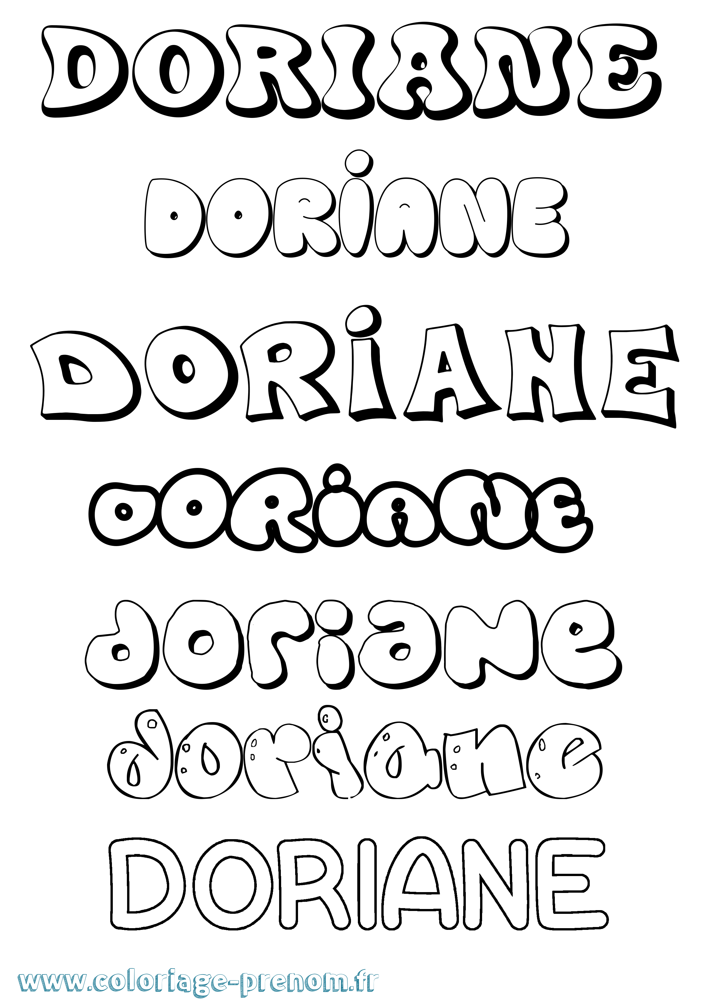 Coloriage prénom Doriane Bubble