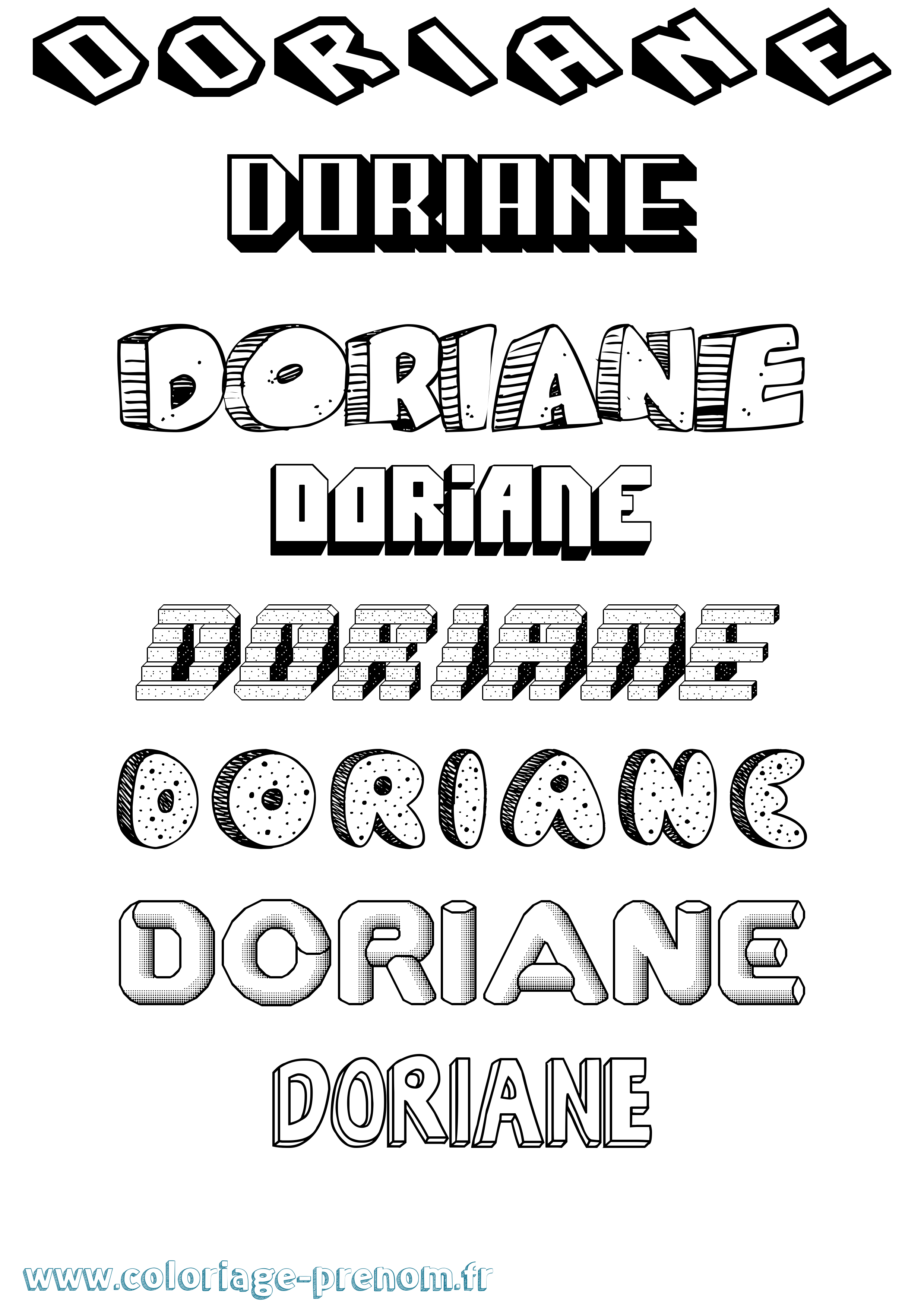 Coloriage prénom Doriane Effet 3D