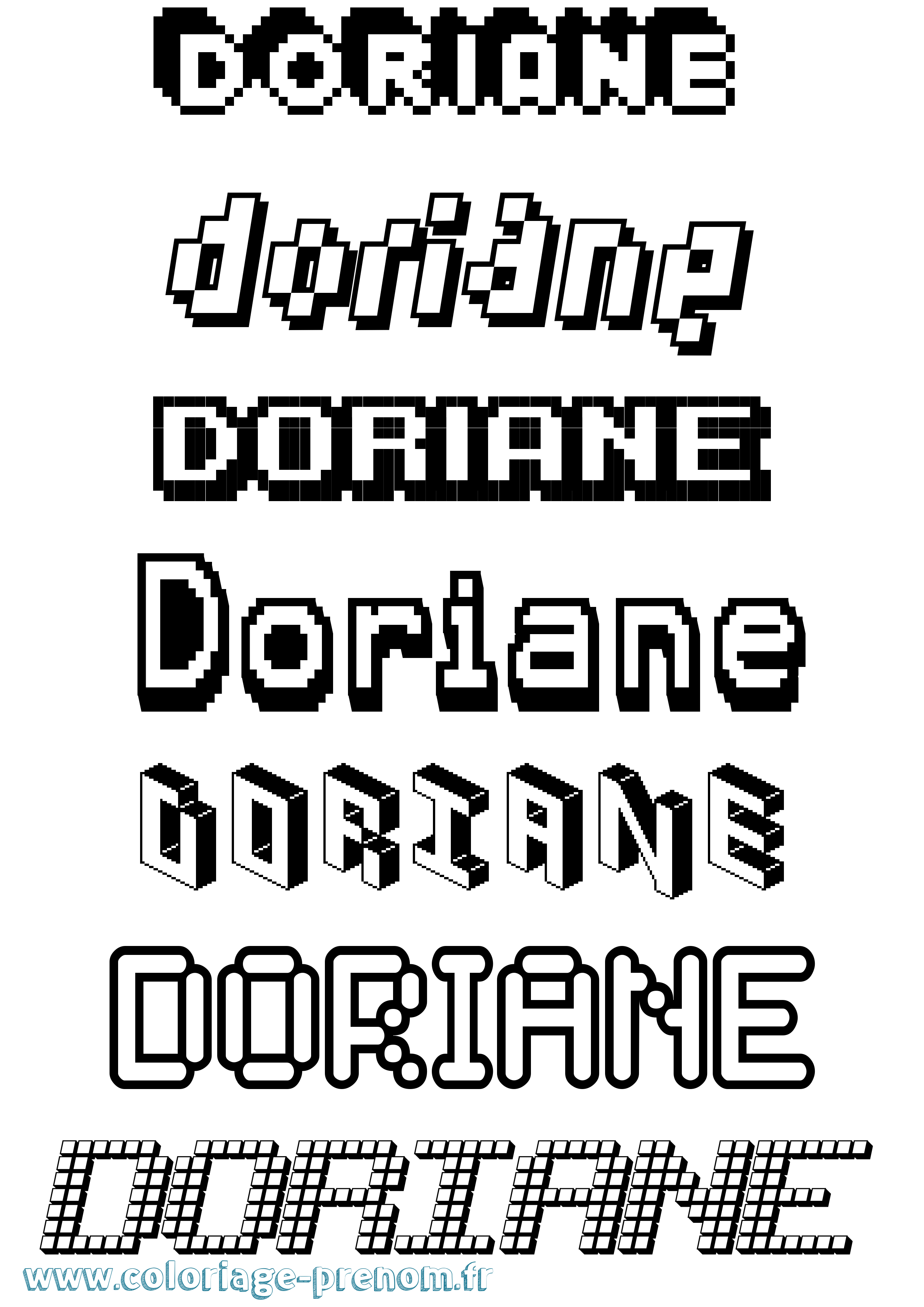 Coloriage prénom Doriane Pixel