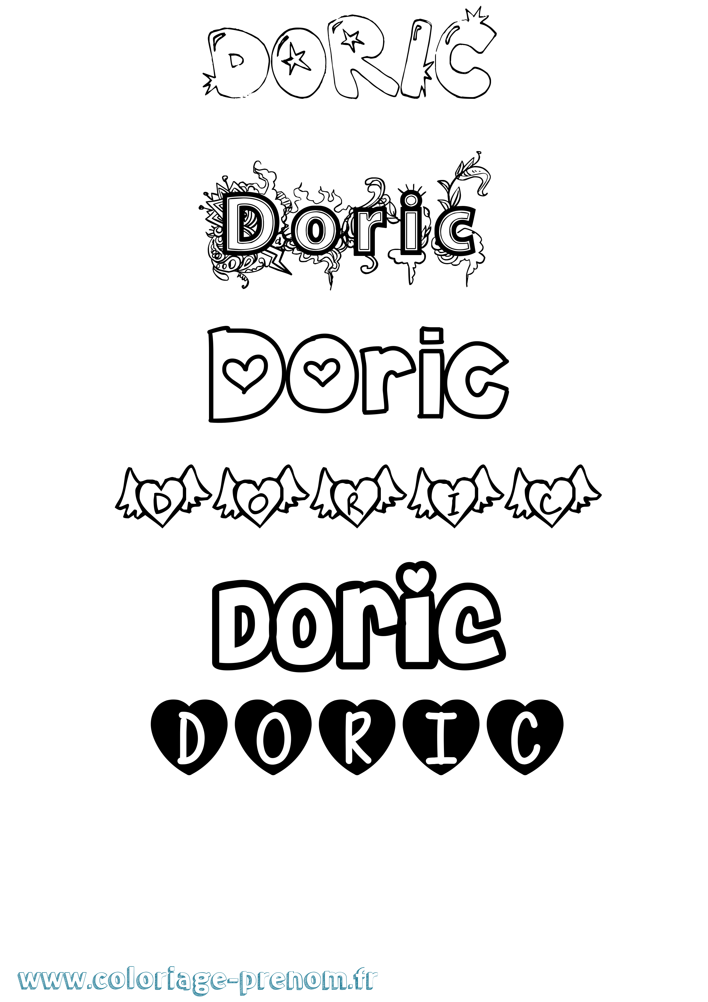 Coloriage prénom Doric Girly