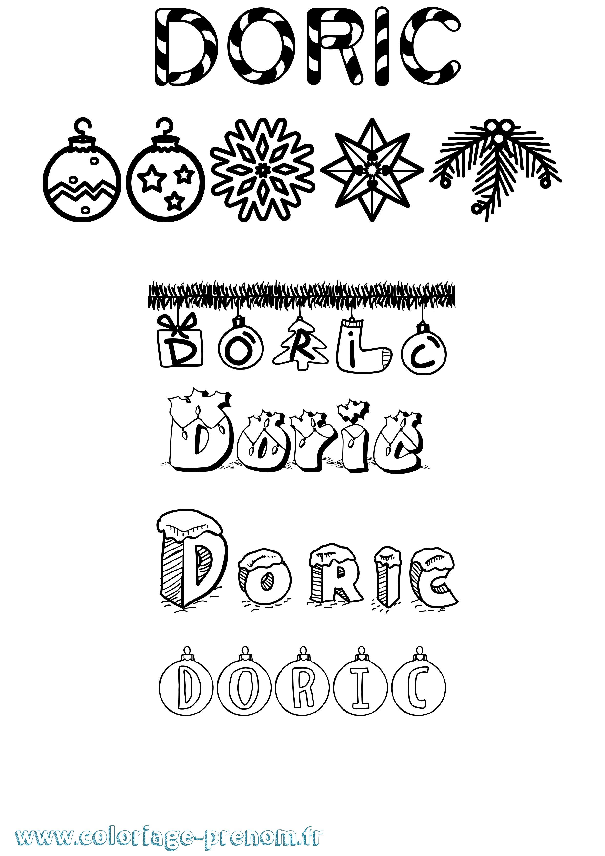Coloriage prénom Doric Noël