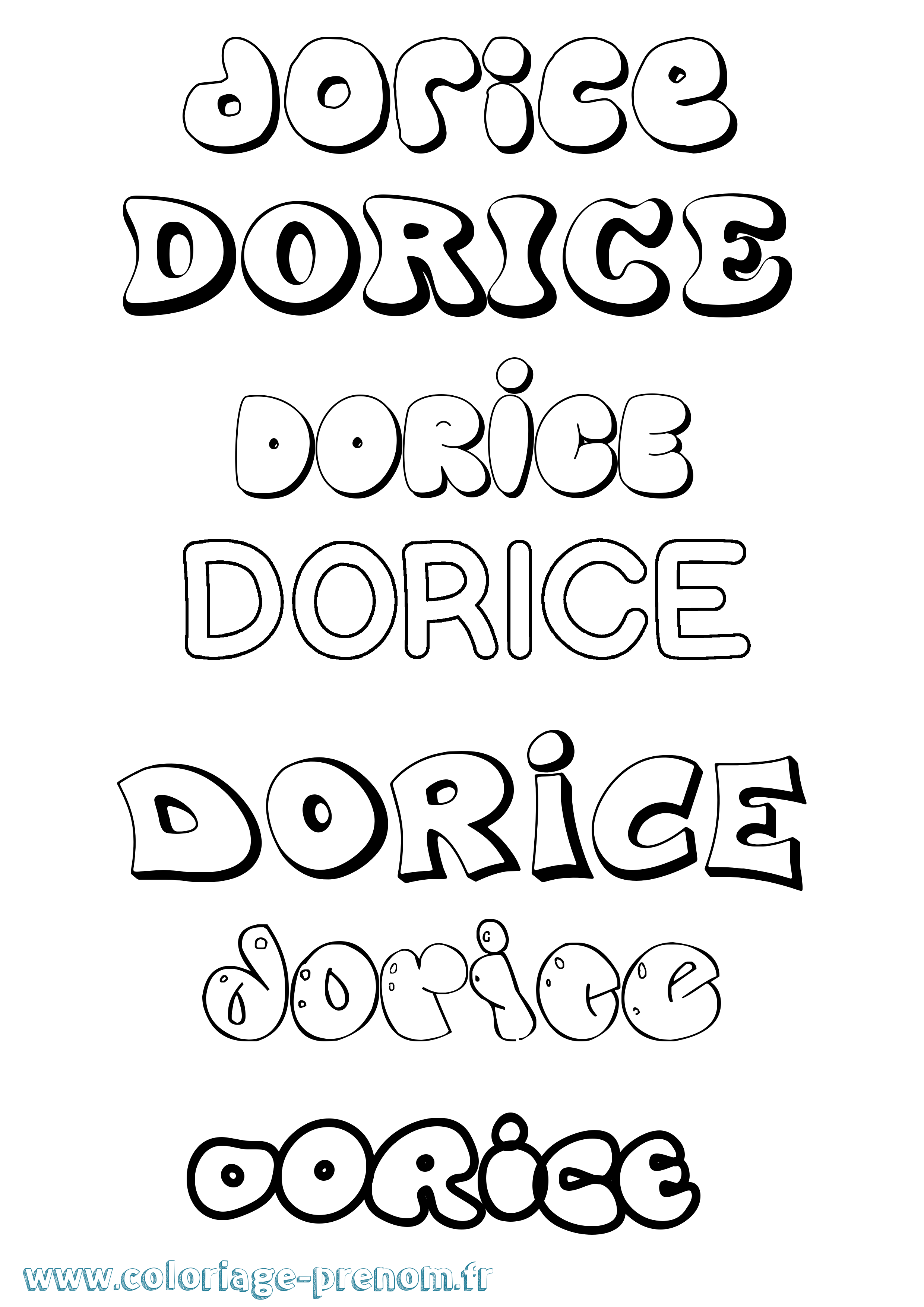 Coloriage prénom Dorice Bubble