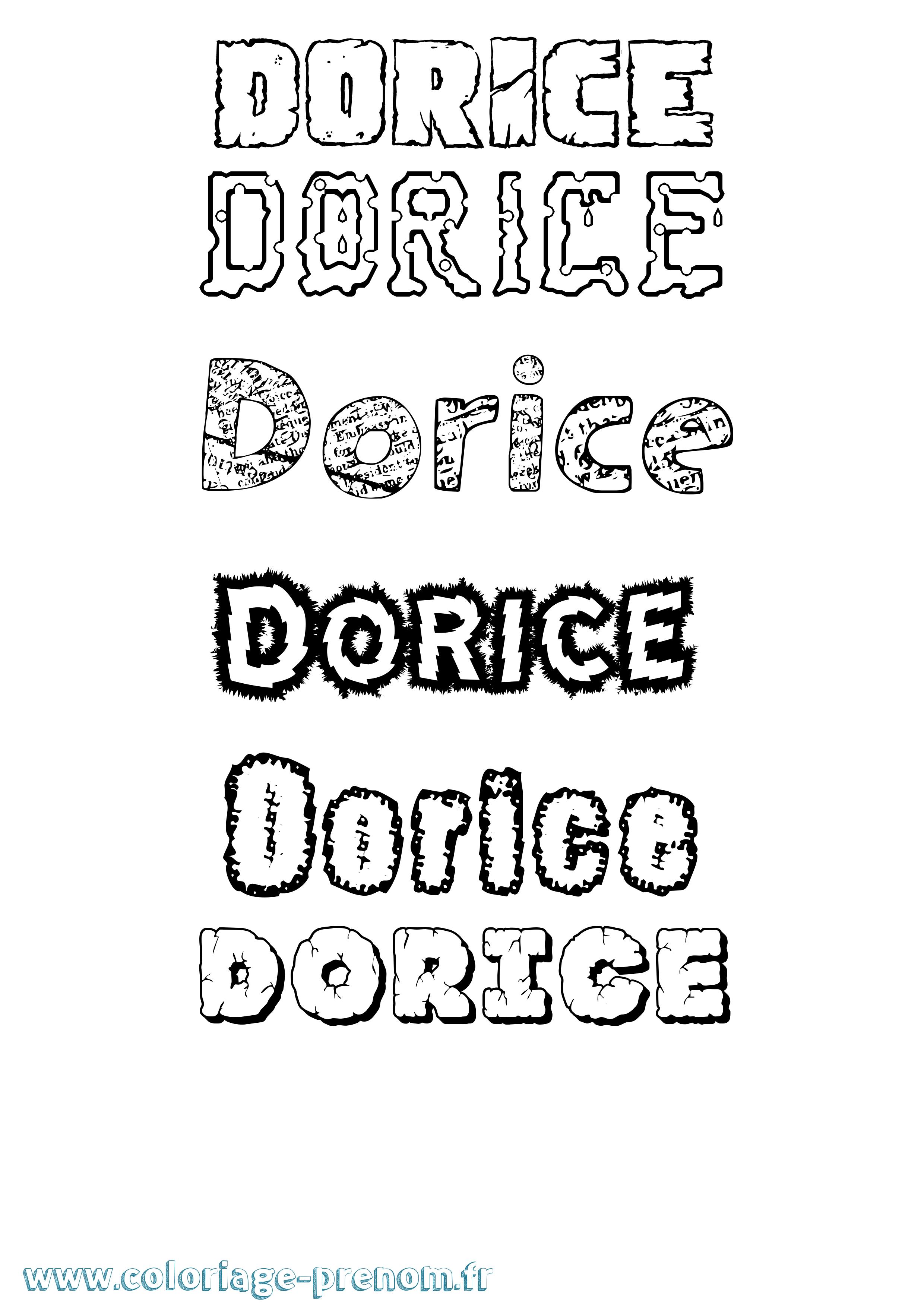 Coloriage prénom Dorice Destructuré