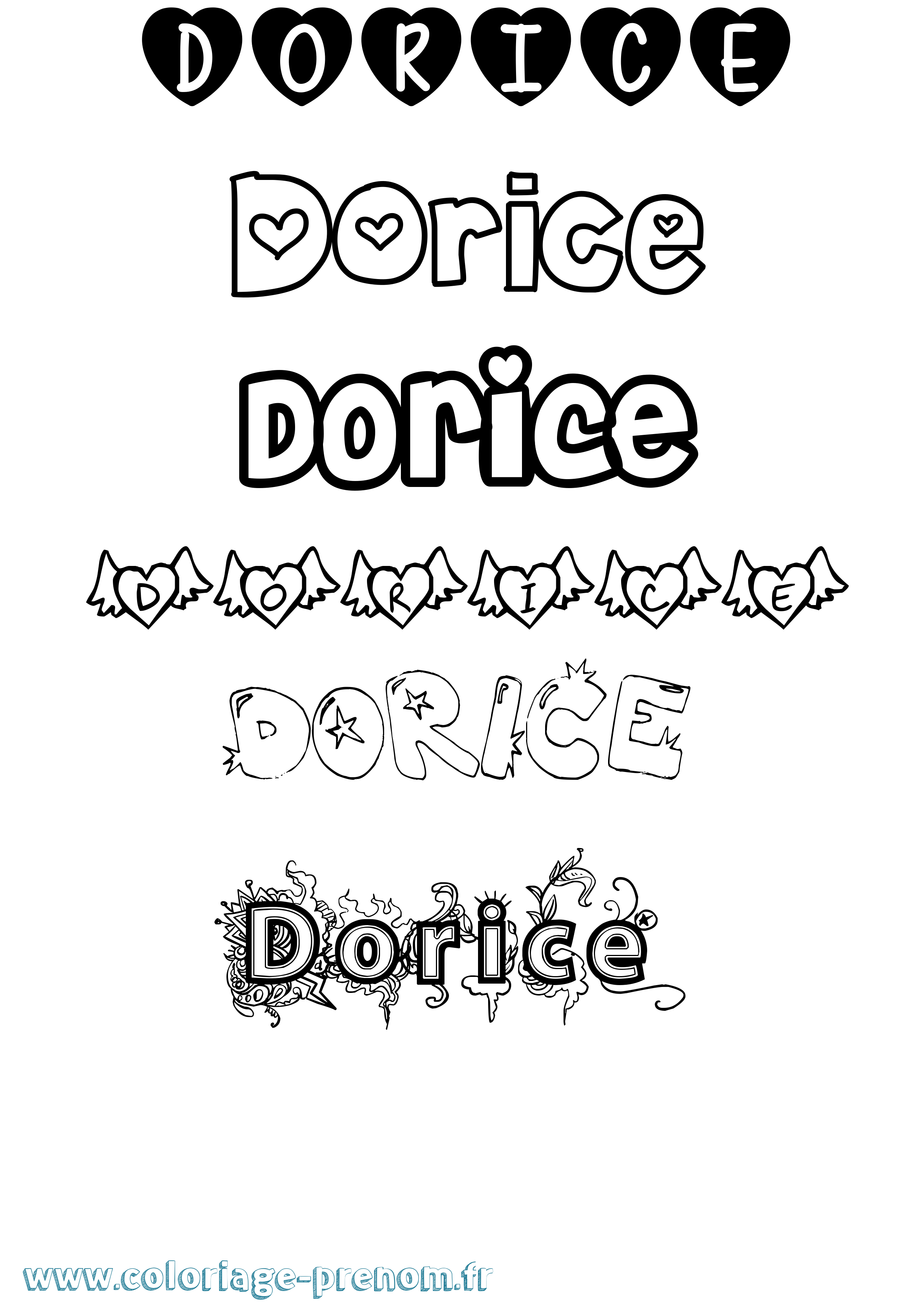 Coloriage prénom Dorice Girly