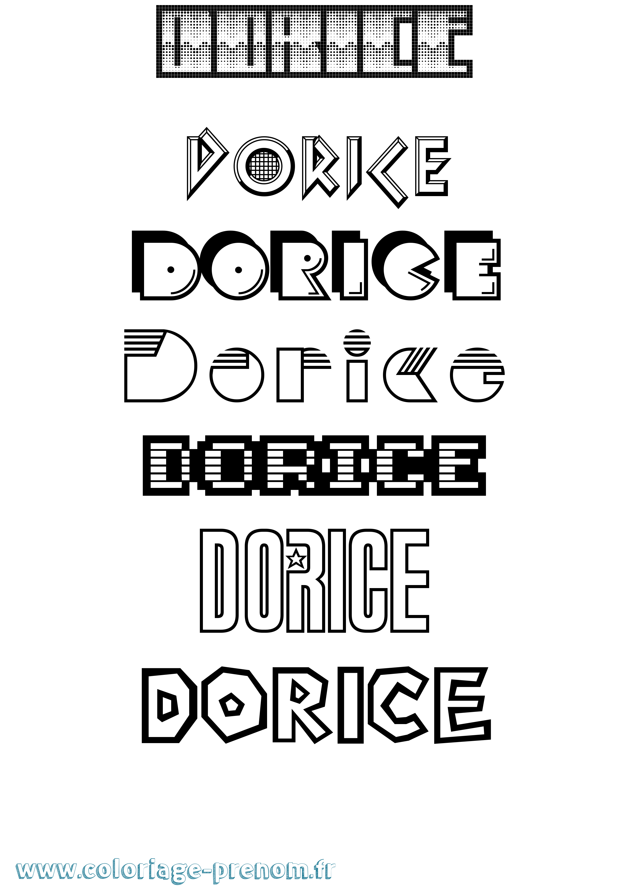 Coloriage prénom Dorice Jeux Vidéos