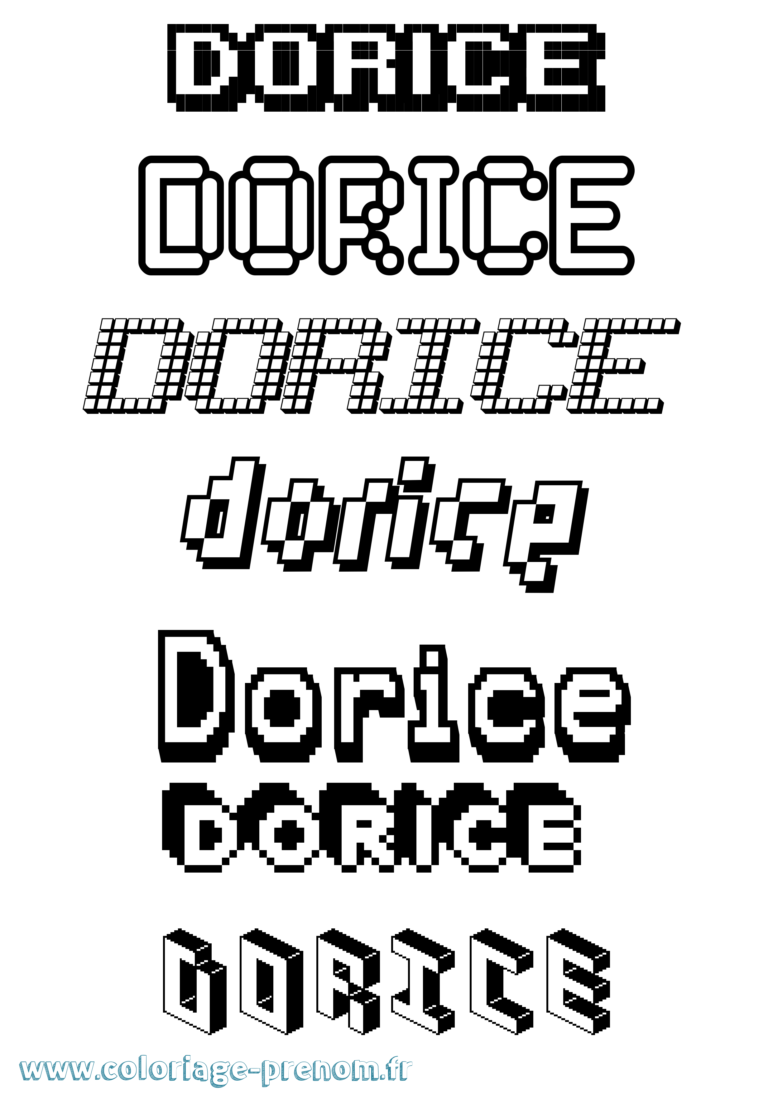 Coloriage prénom Dorice Pixel