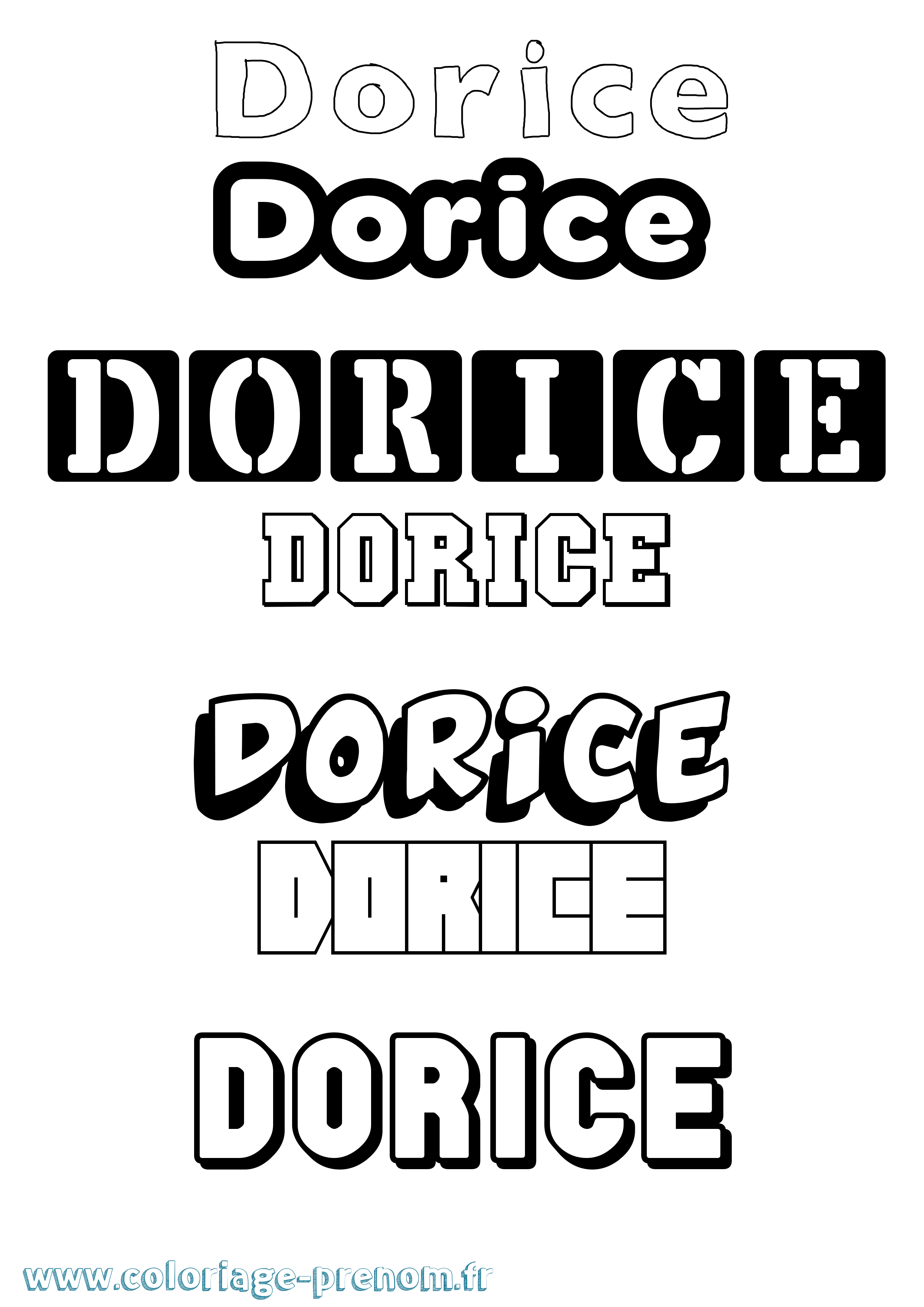 Coloriage prénom Dorice Simple