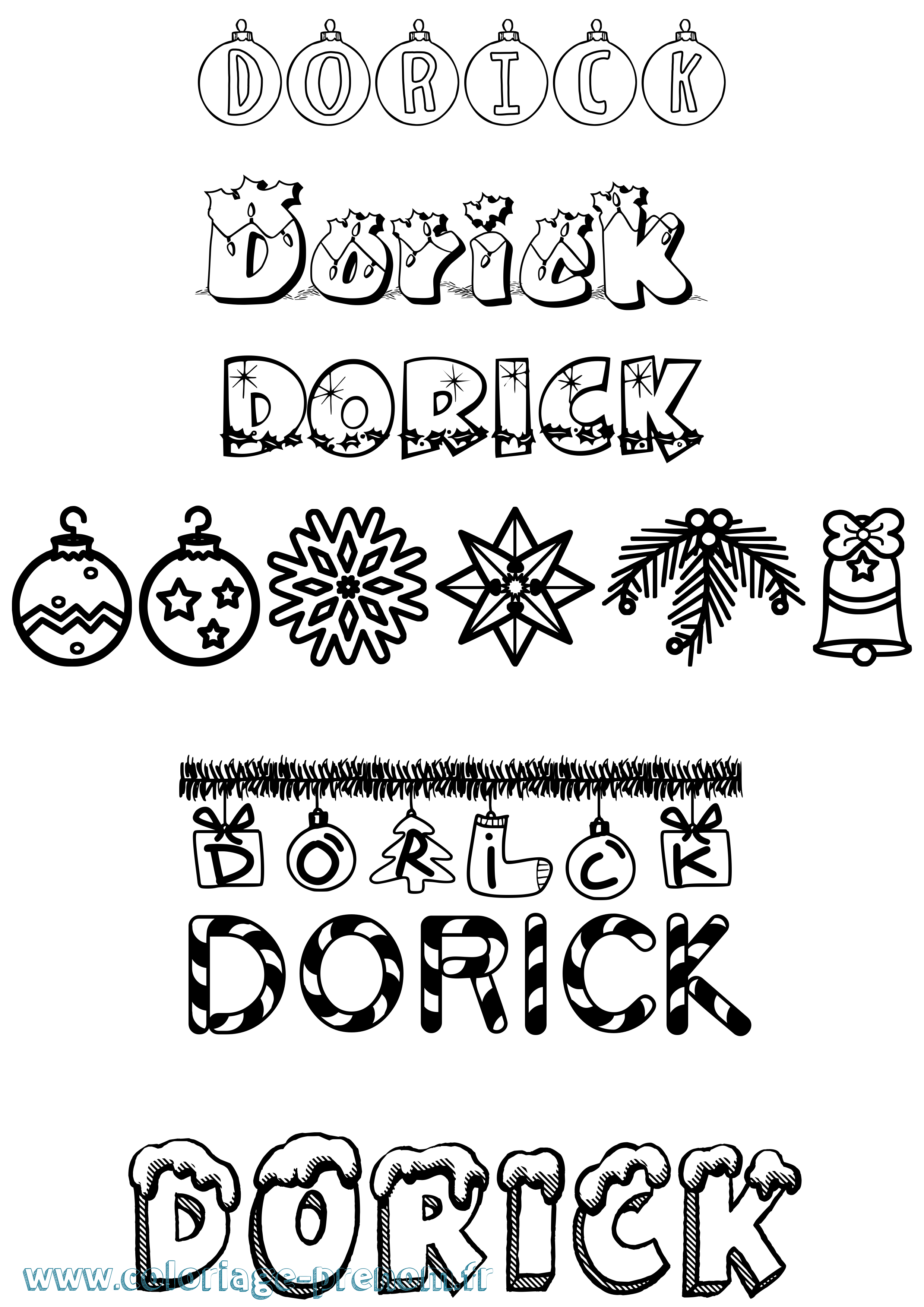 Coloriage prénom Dorick Noël