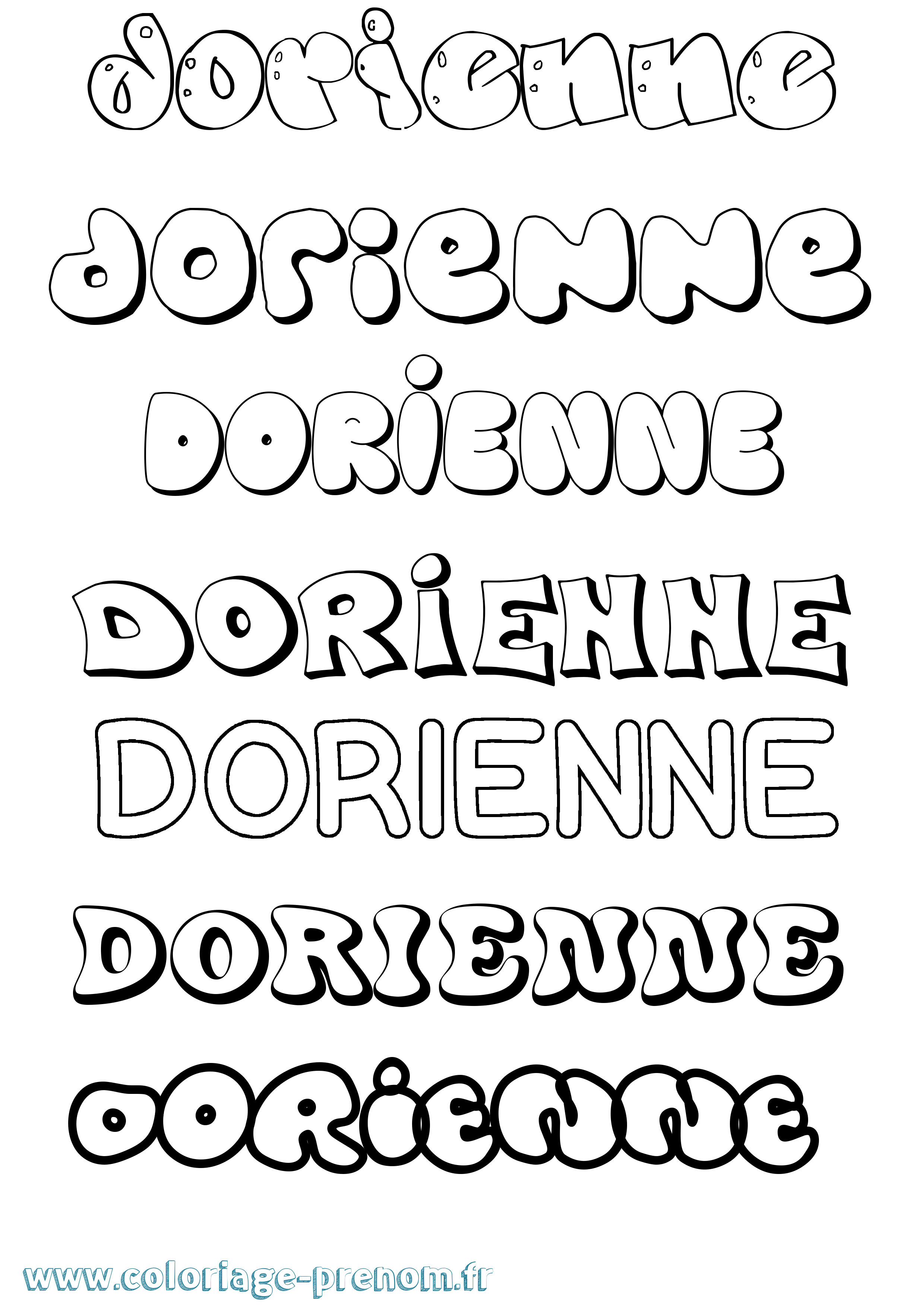 Coloriage prénom Dorienne Bubble