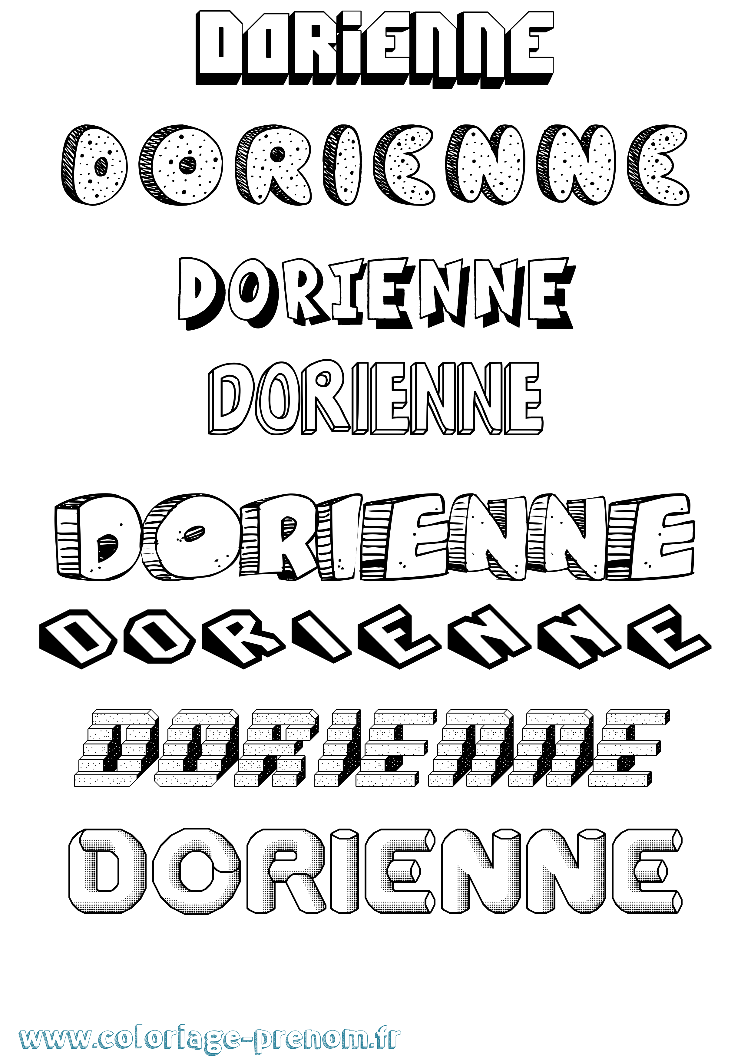 Coloriage prénom Dorienne Effet 3D