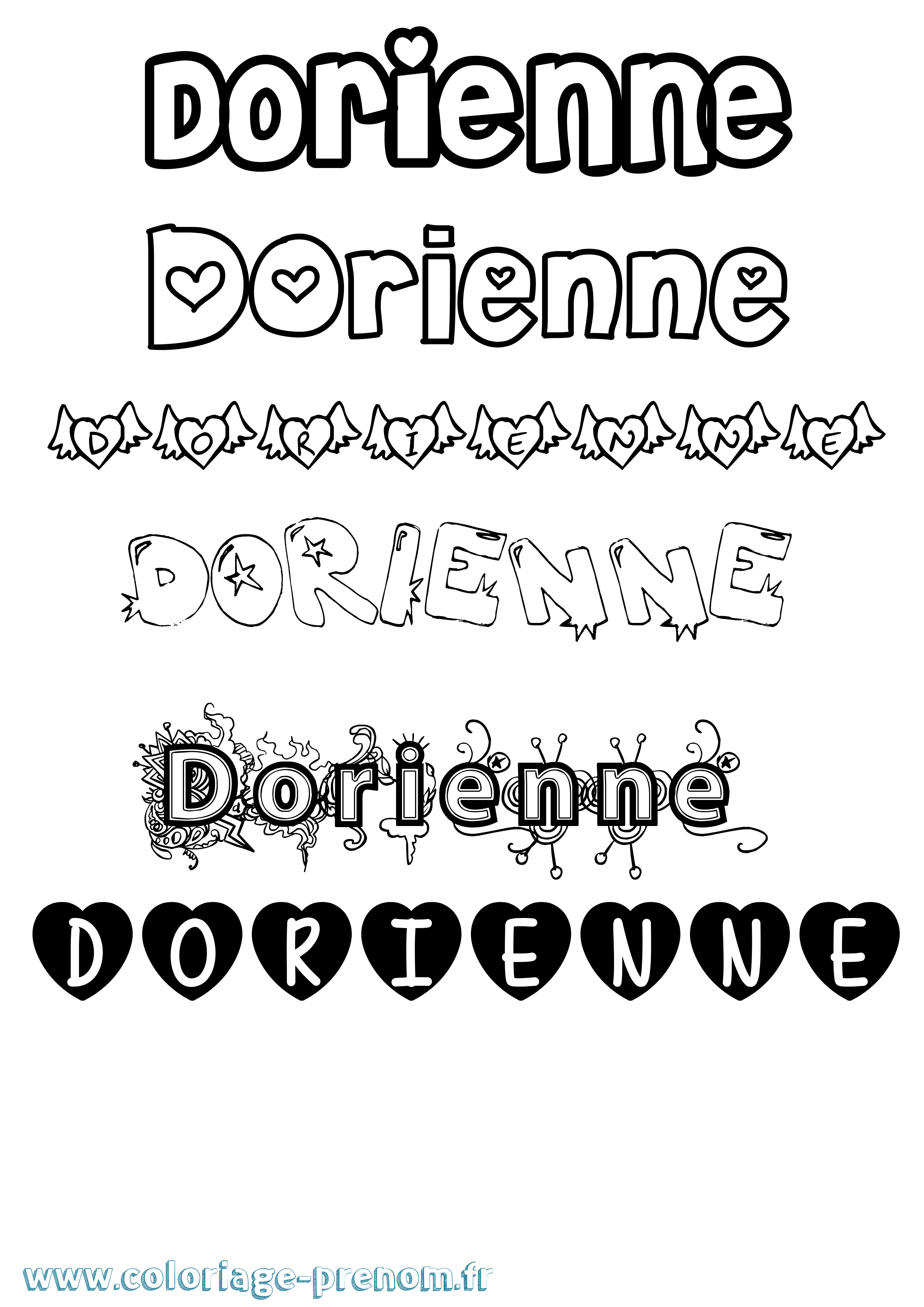 Coloriage prénom Dorienne Girly
