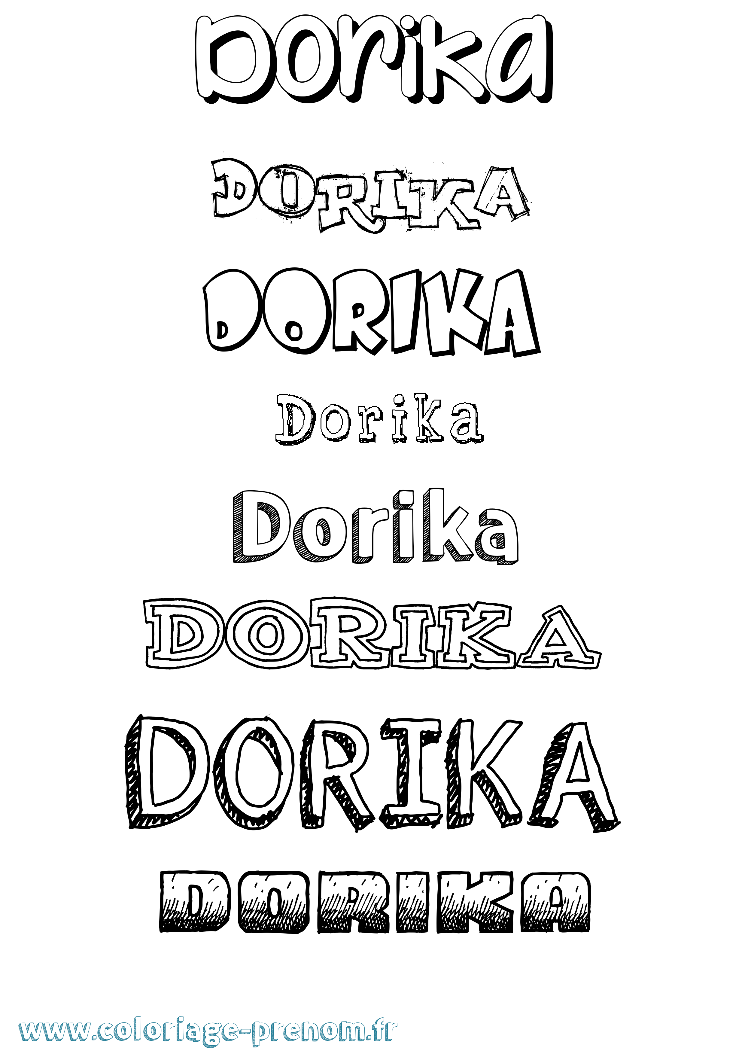 Coloriage Dorika Dessiné Coloriage prénom Dorika Dessiné