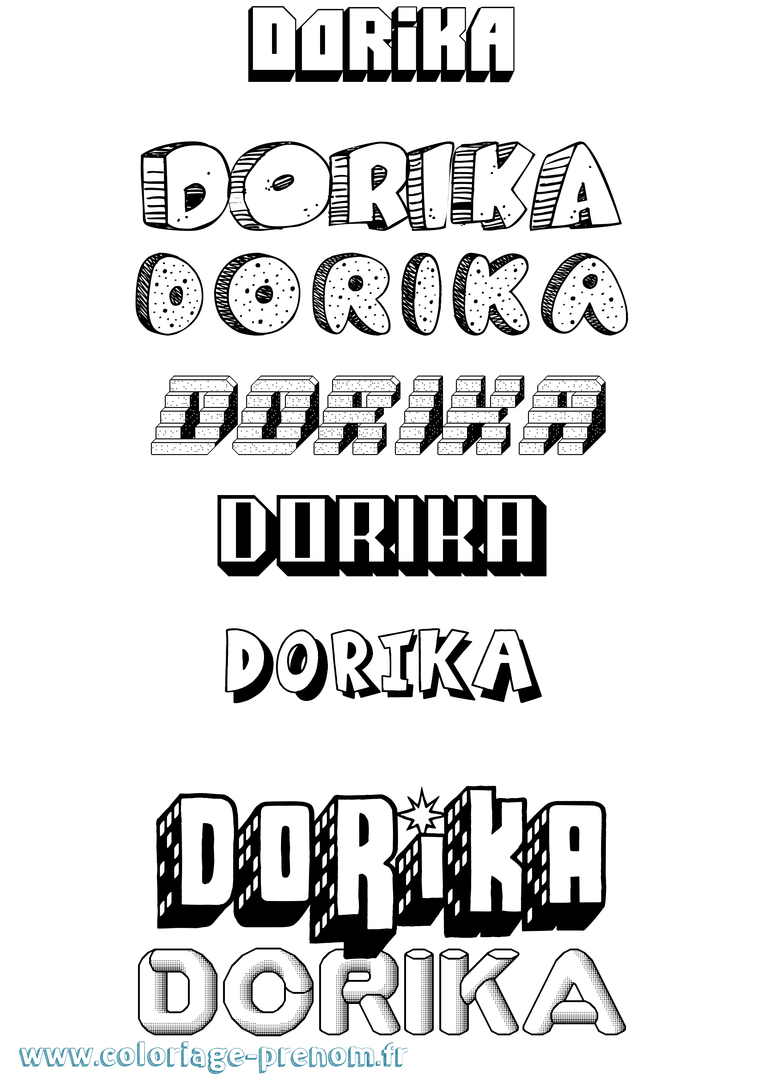 Coloriage Dorika Effet 3D Coloriage prénom Dorika Effet 3D
