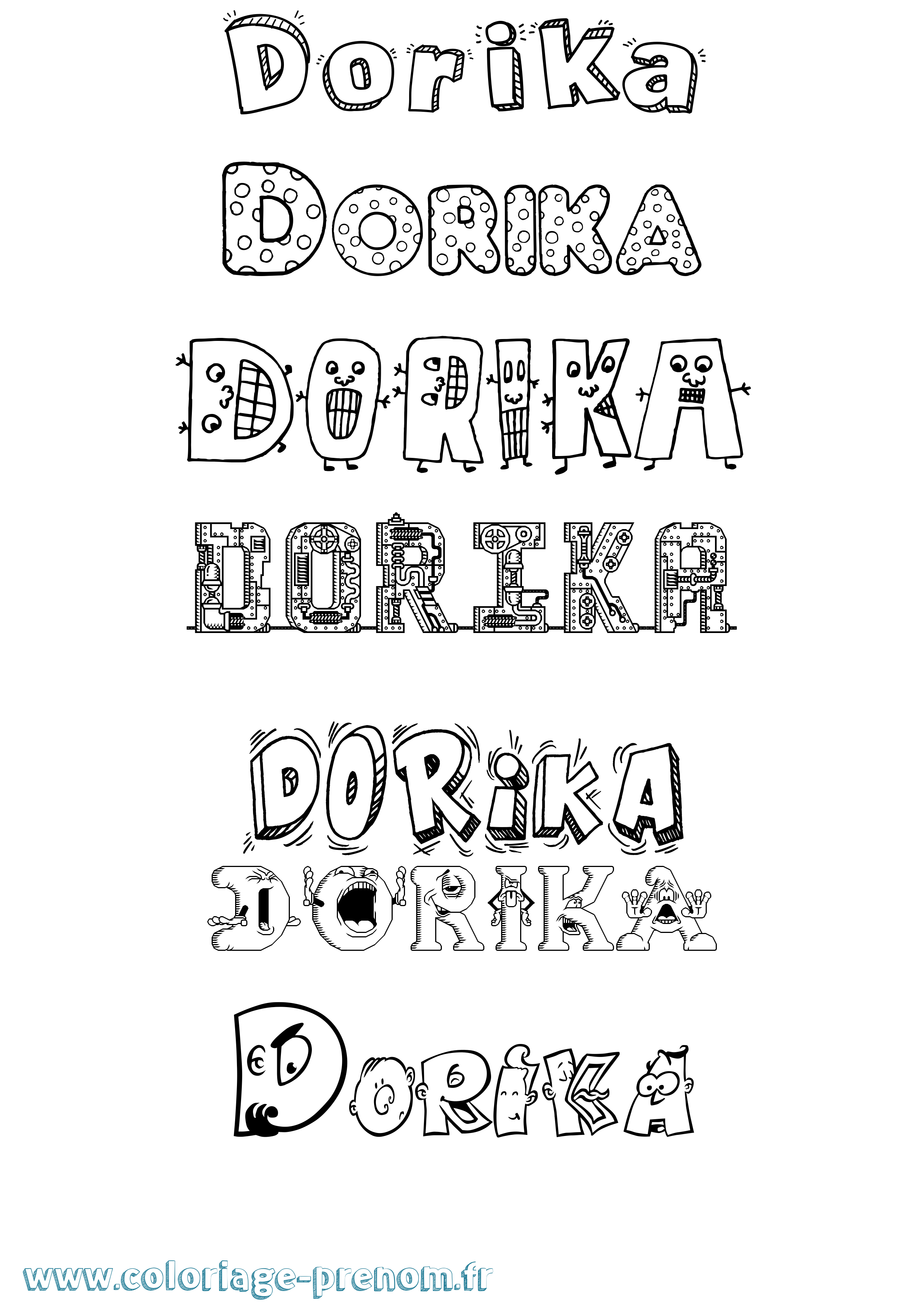 Coloriage prénom Dorika Fun