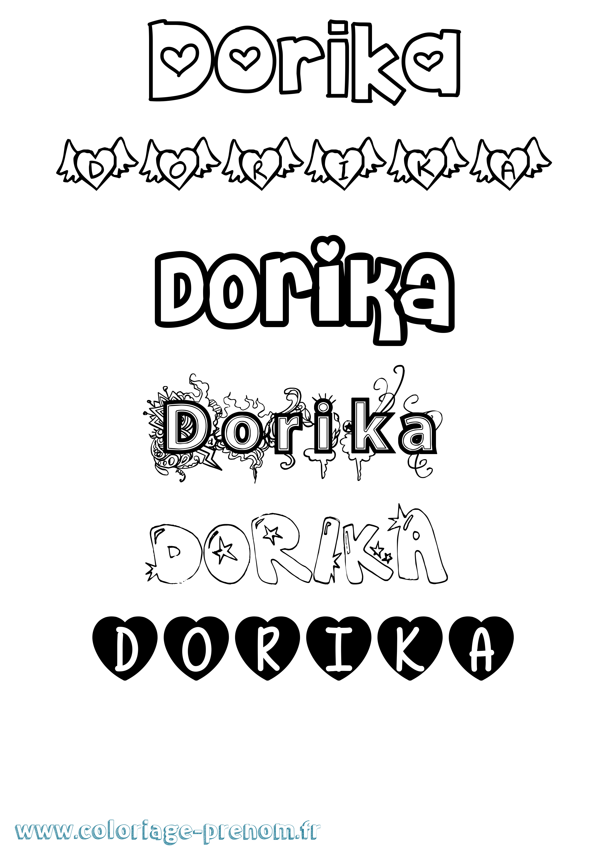 Coloriage prénom Dorika Girly