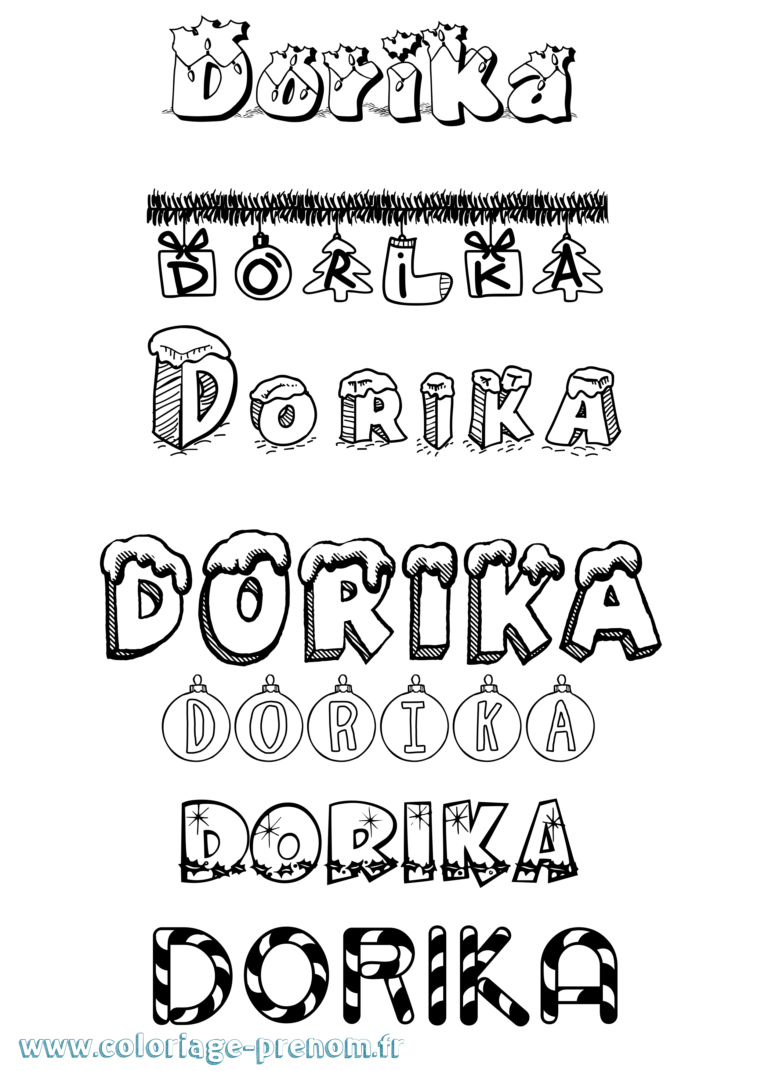 Coloriage Dorika Noël Coloriage prénom Dorika Noël