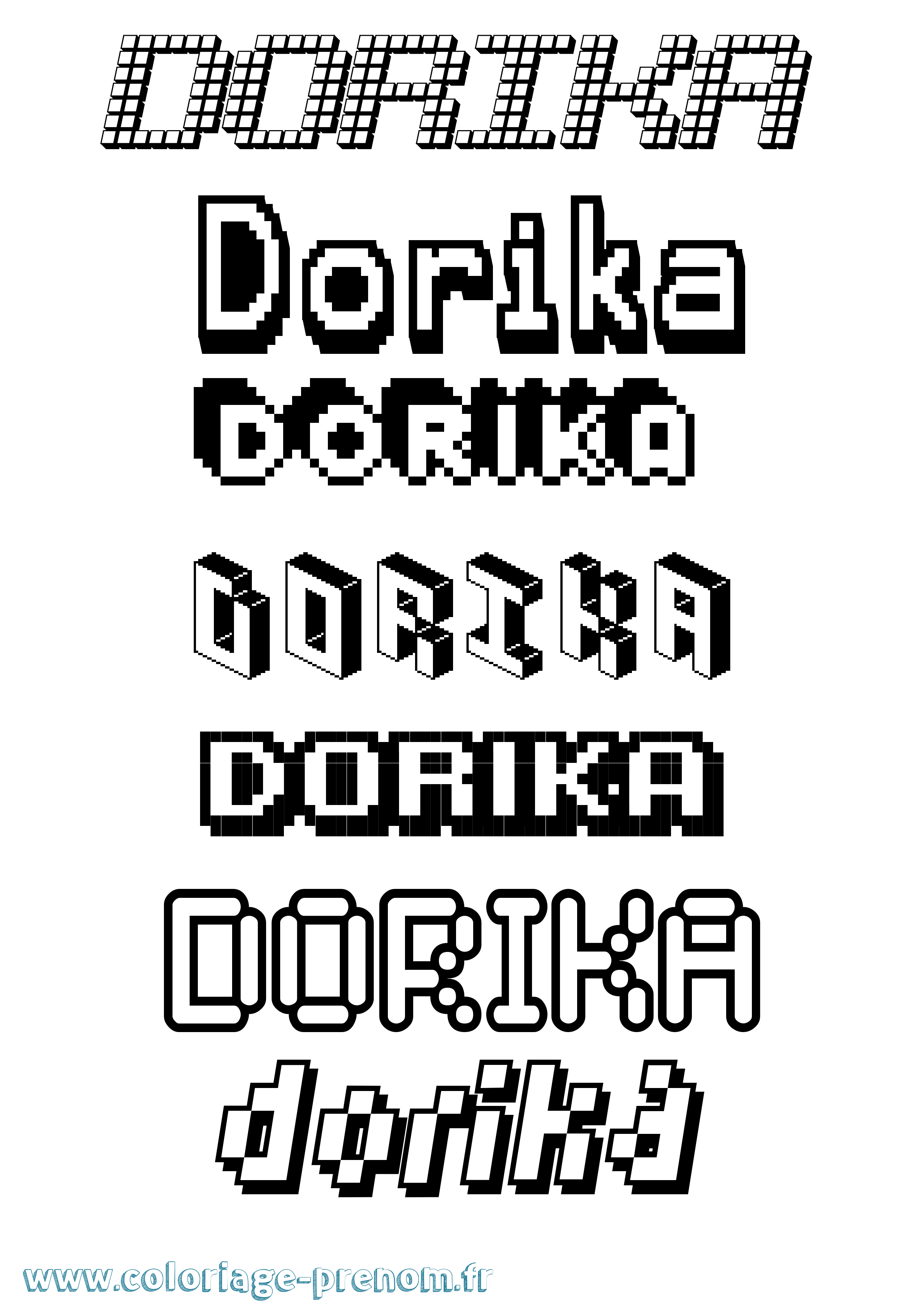 Coloriage Dorika Pixel Coloriage prénom Dorika Pixel