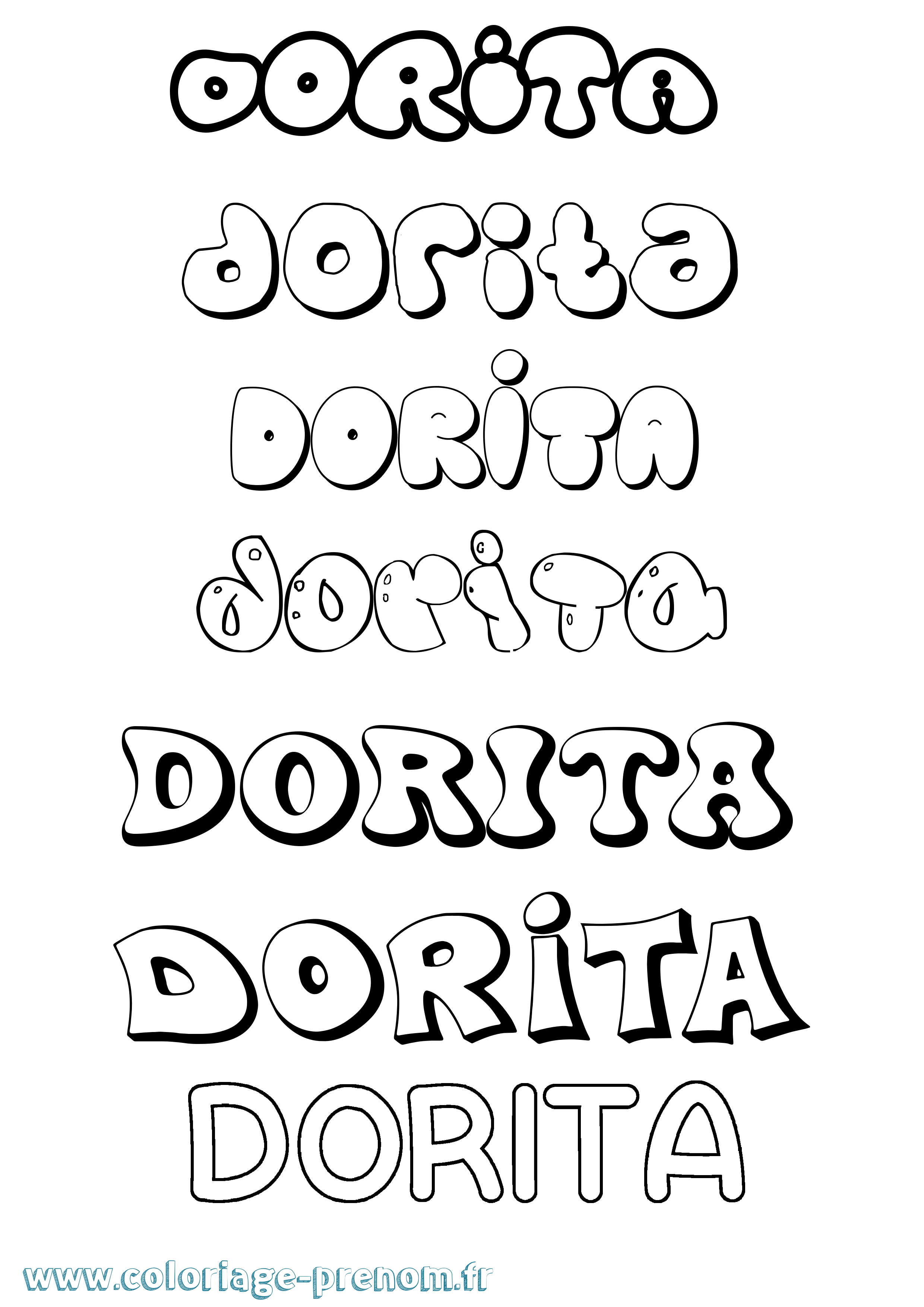 Coloriage prénom Dorita Bubble
