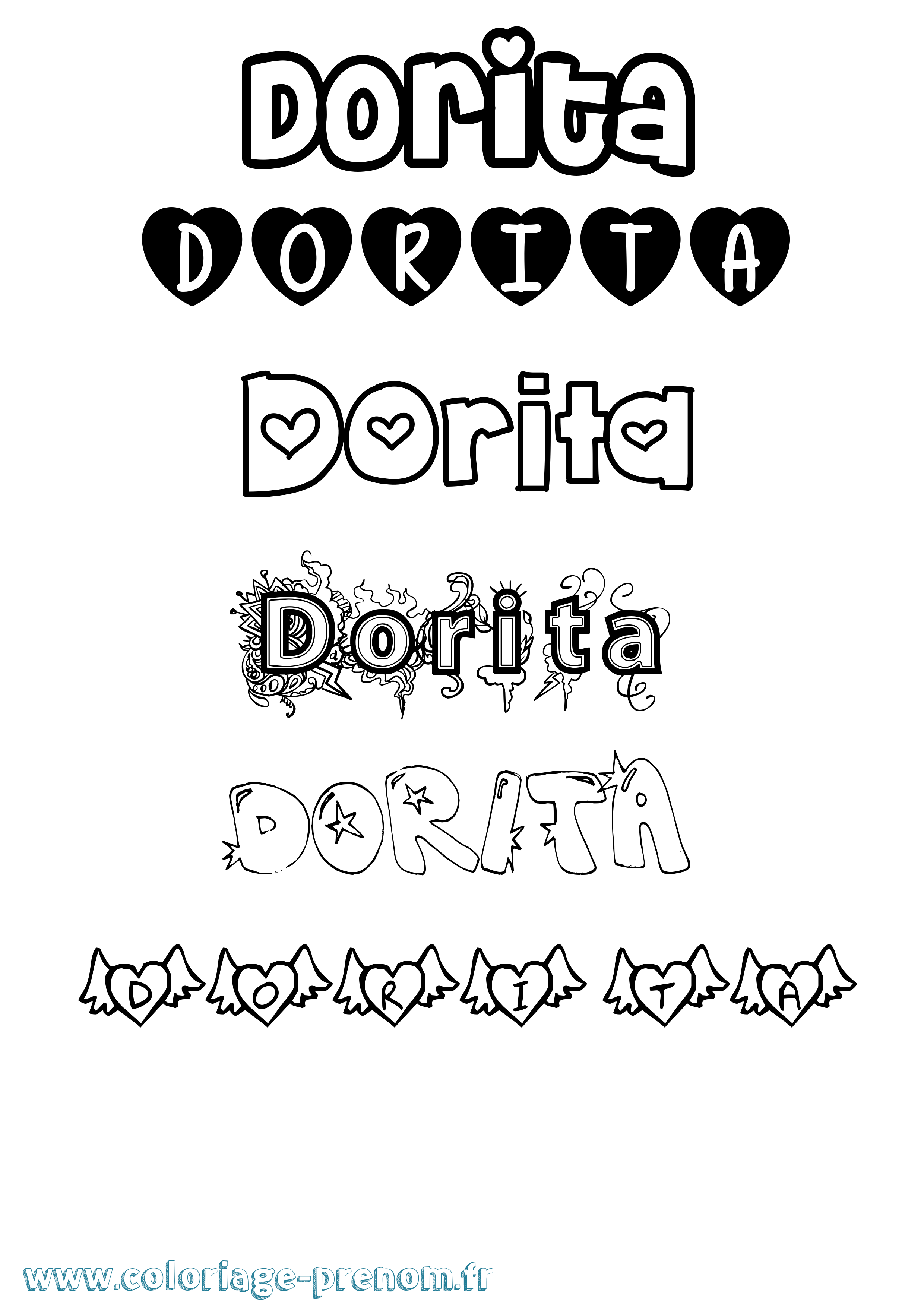 Coloriage prénom Dorita Girly