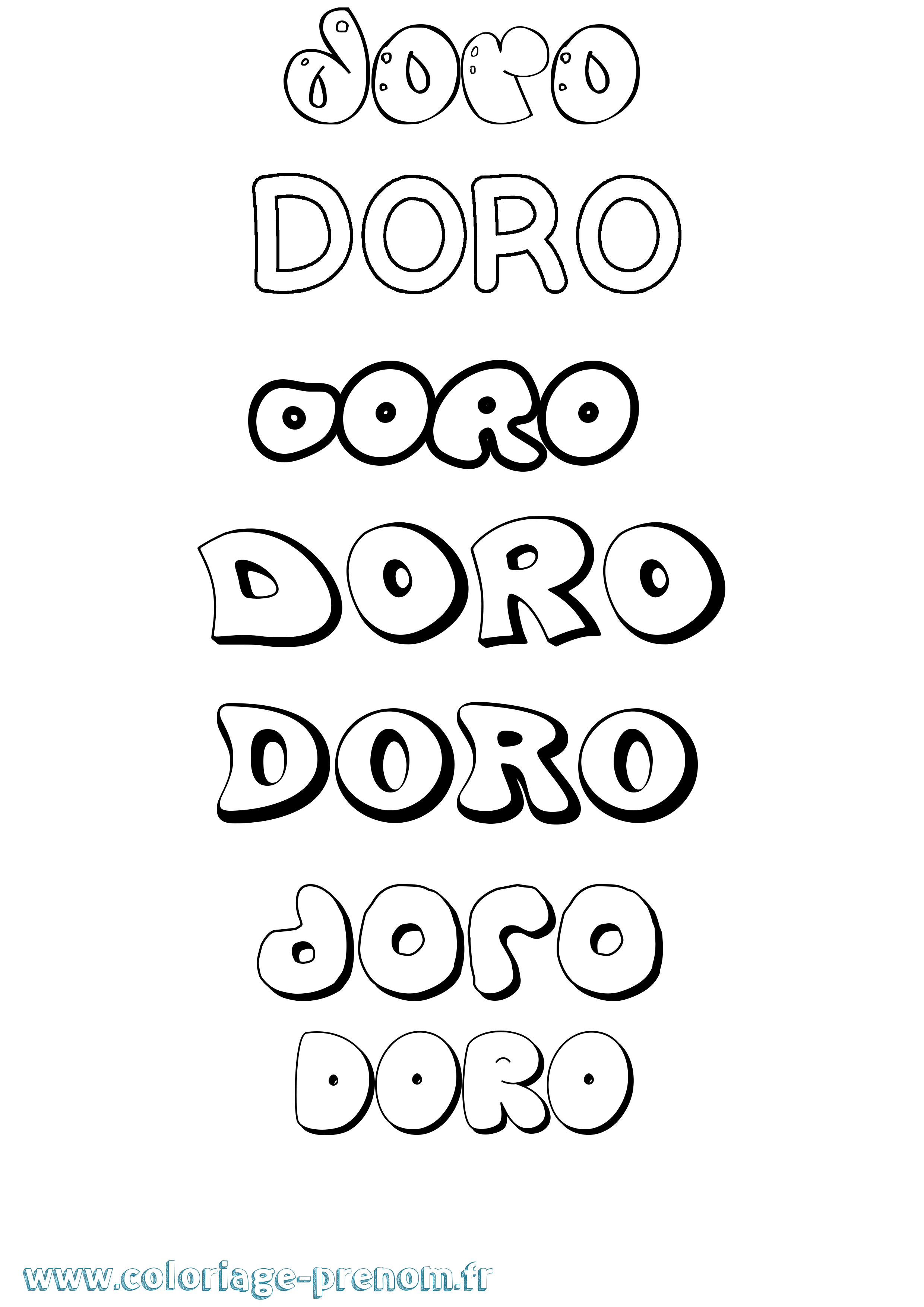 Coloriage prénom Doro Bubble