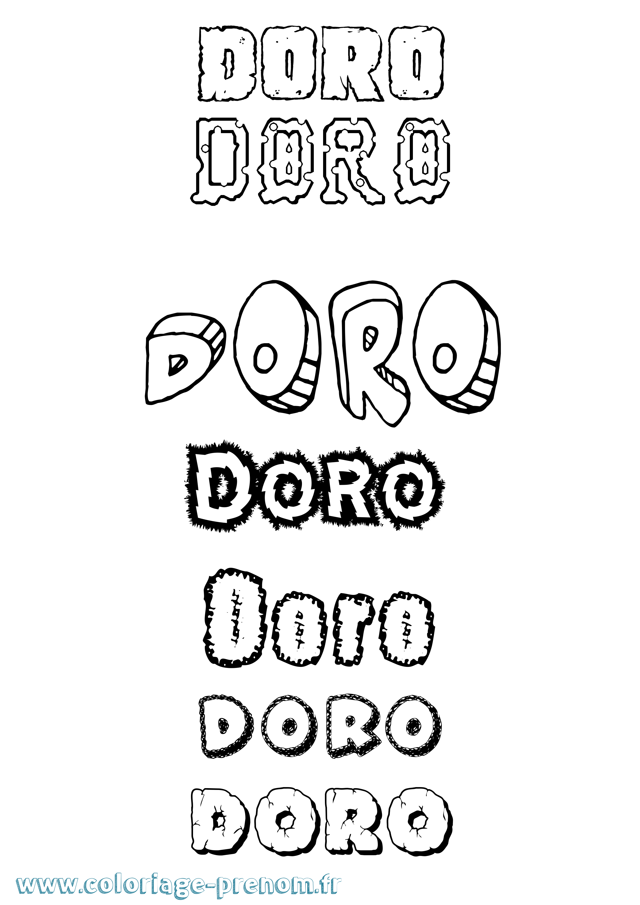 Coloriage prénom Doro Destructuré