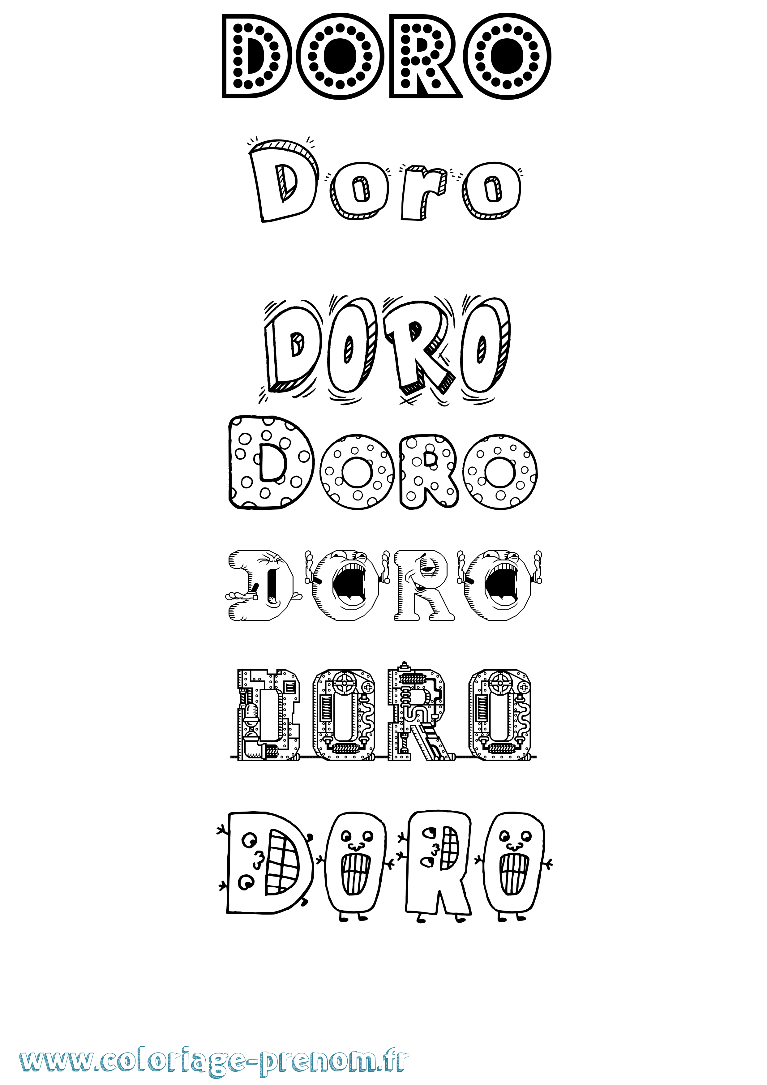 Coloriage prénom Doro Fun