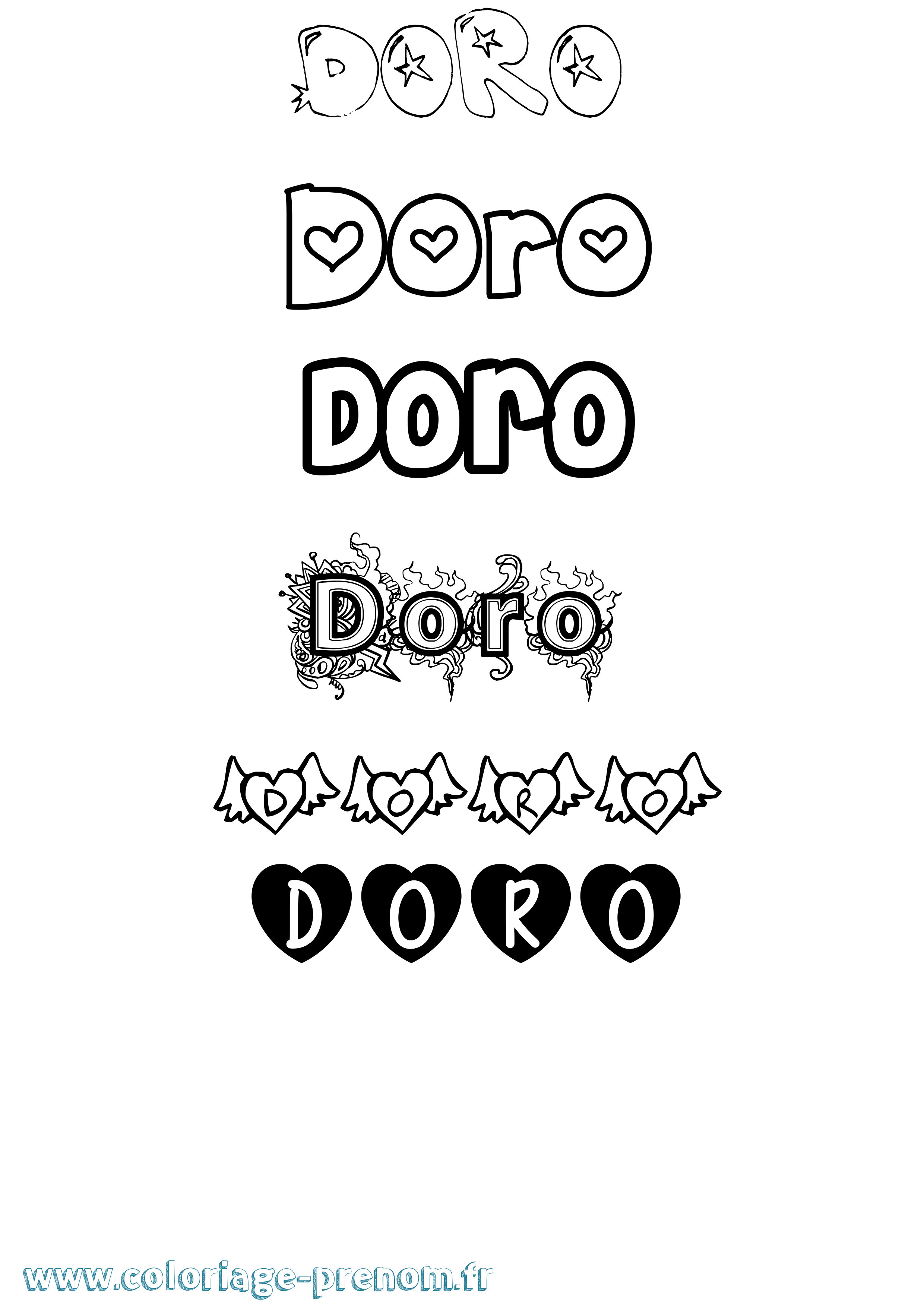 Coloriage prénom Doro Girly