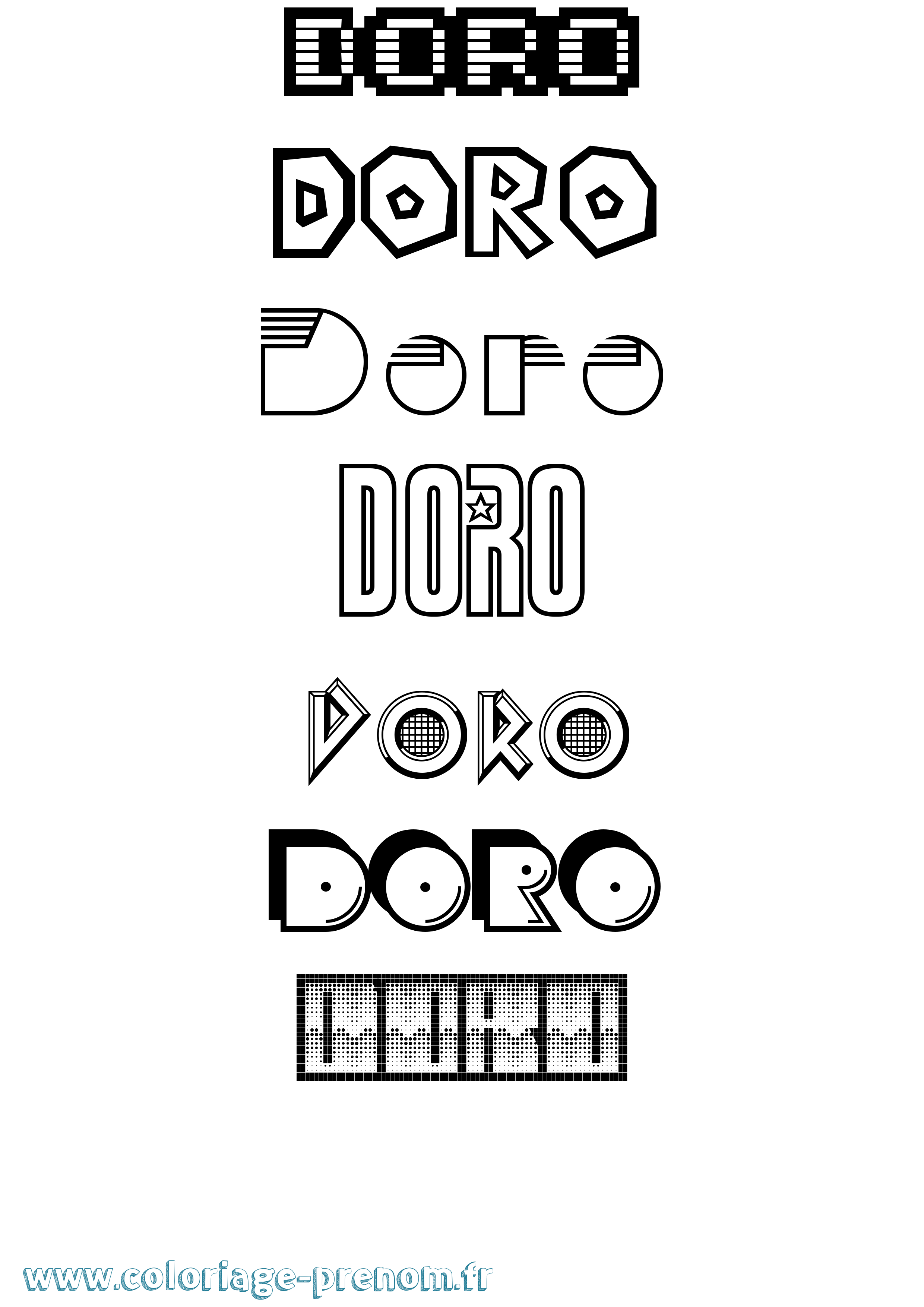 Coloriage prénom Doro Jeux Vidéos
