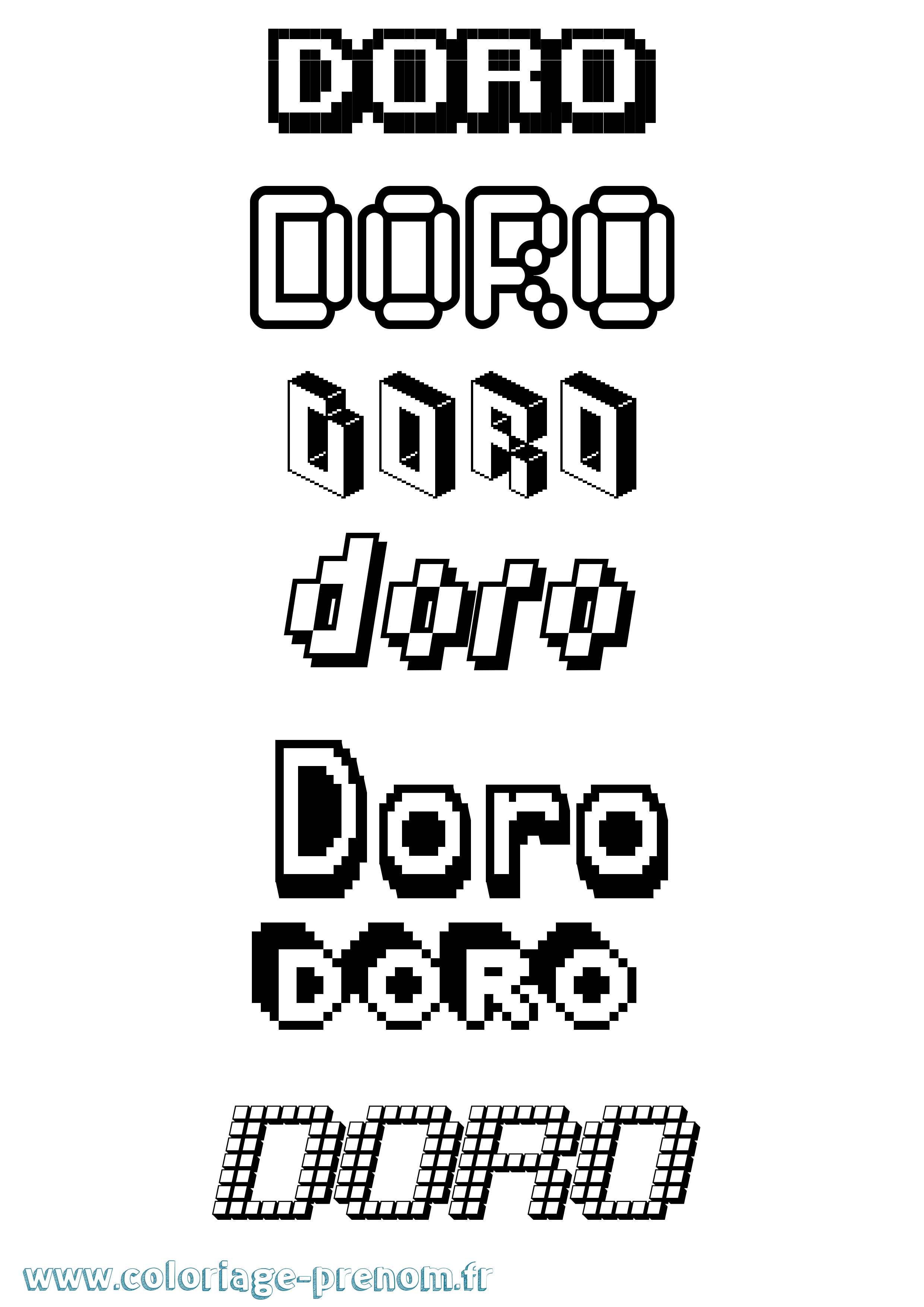 Coloriage prénom Doro Pixel