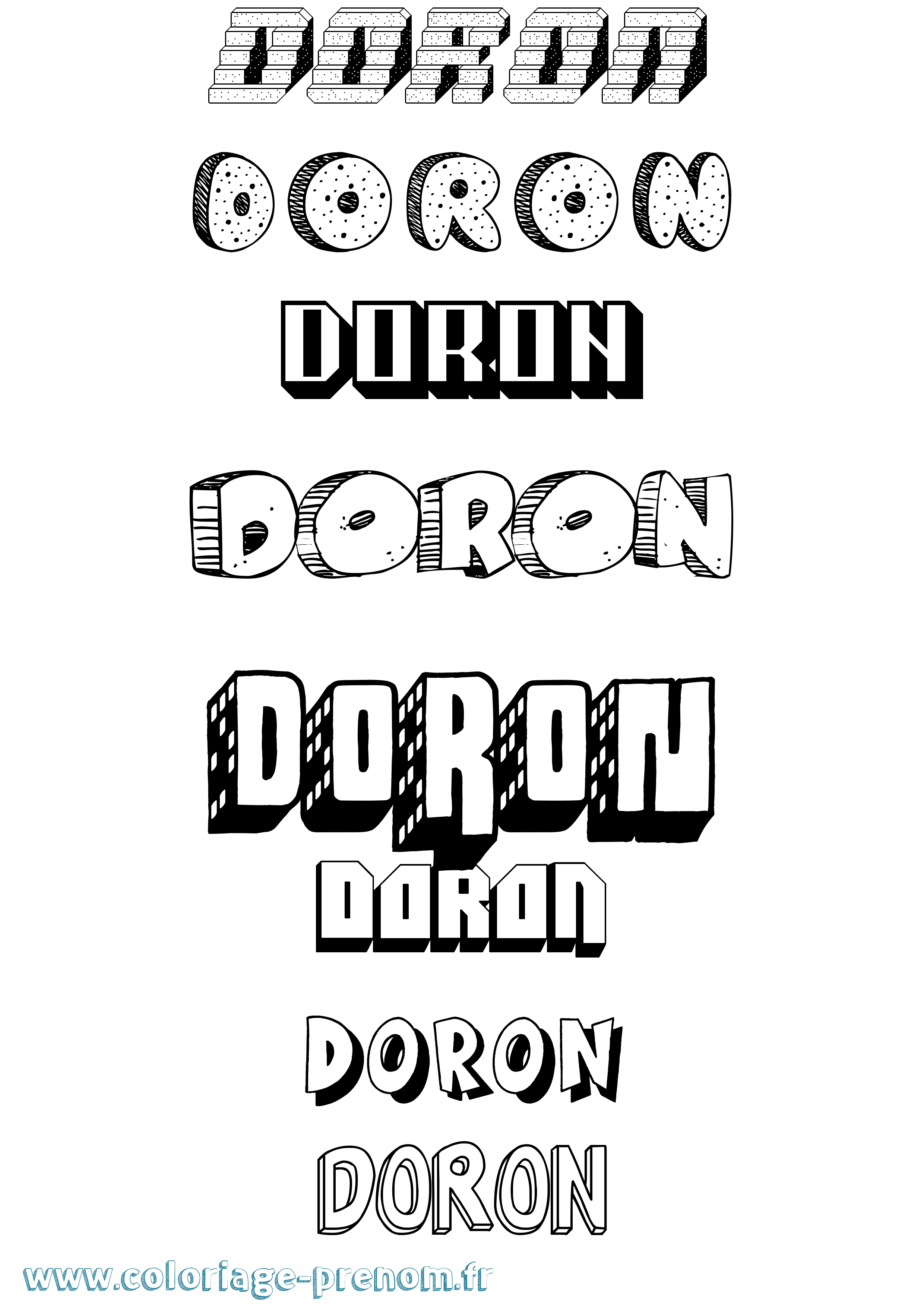 Coloriage prénom Doron Effet 3D