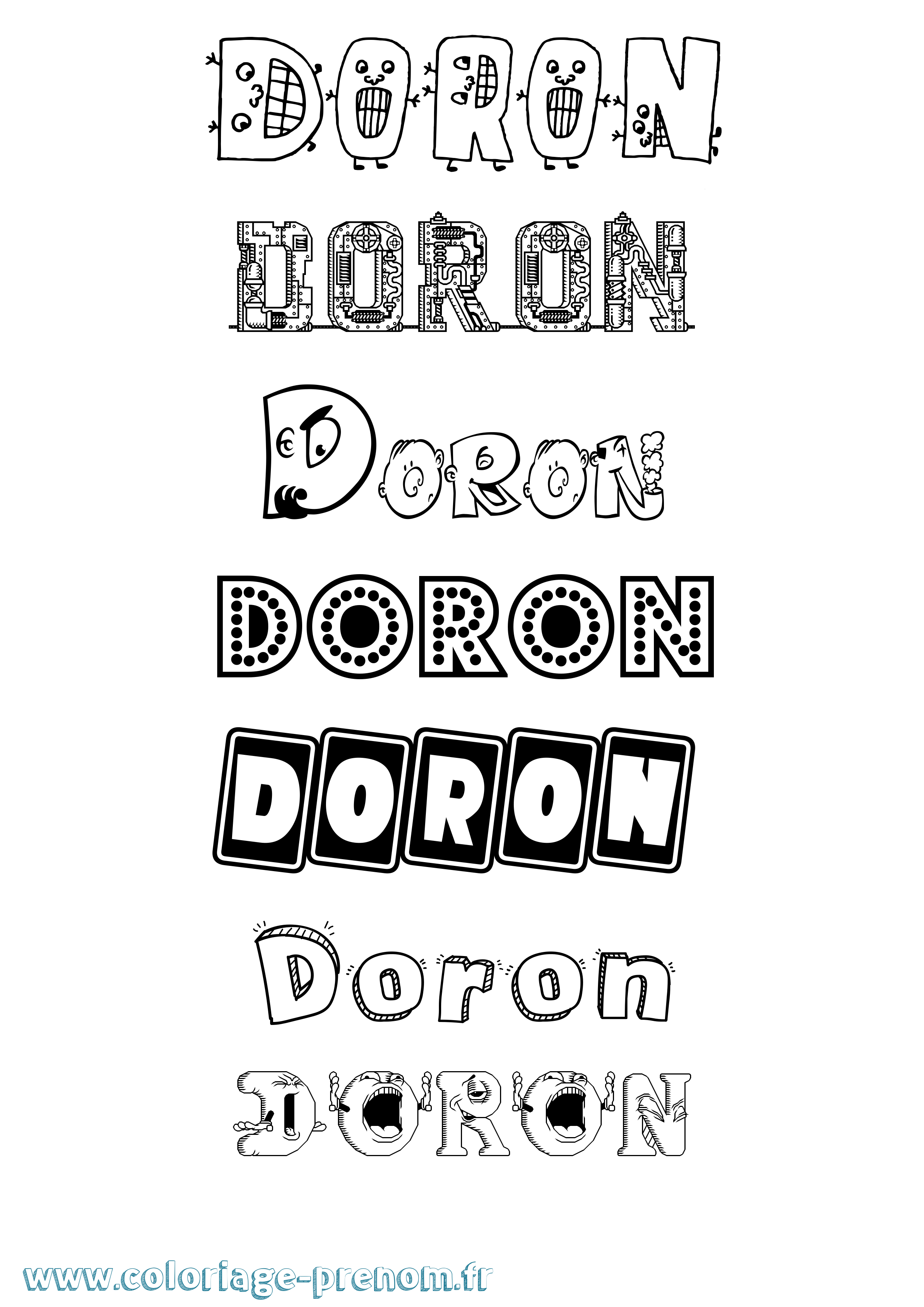 Coloriage prénom Doron Fun