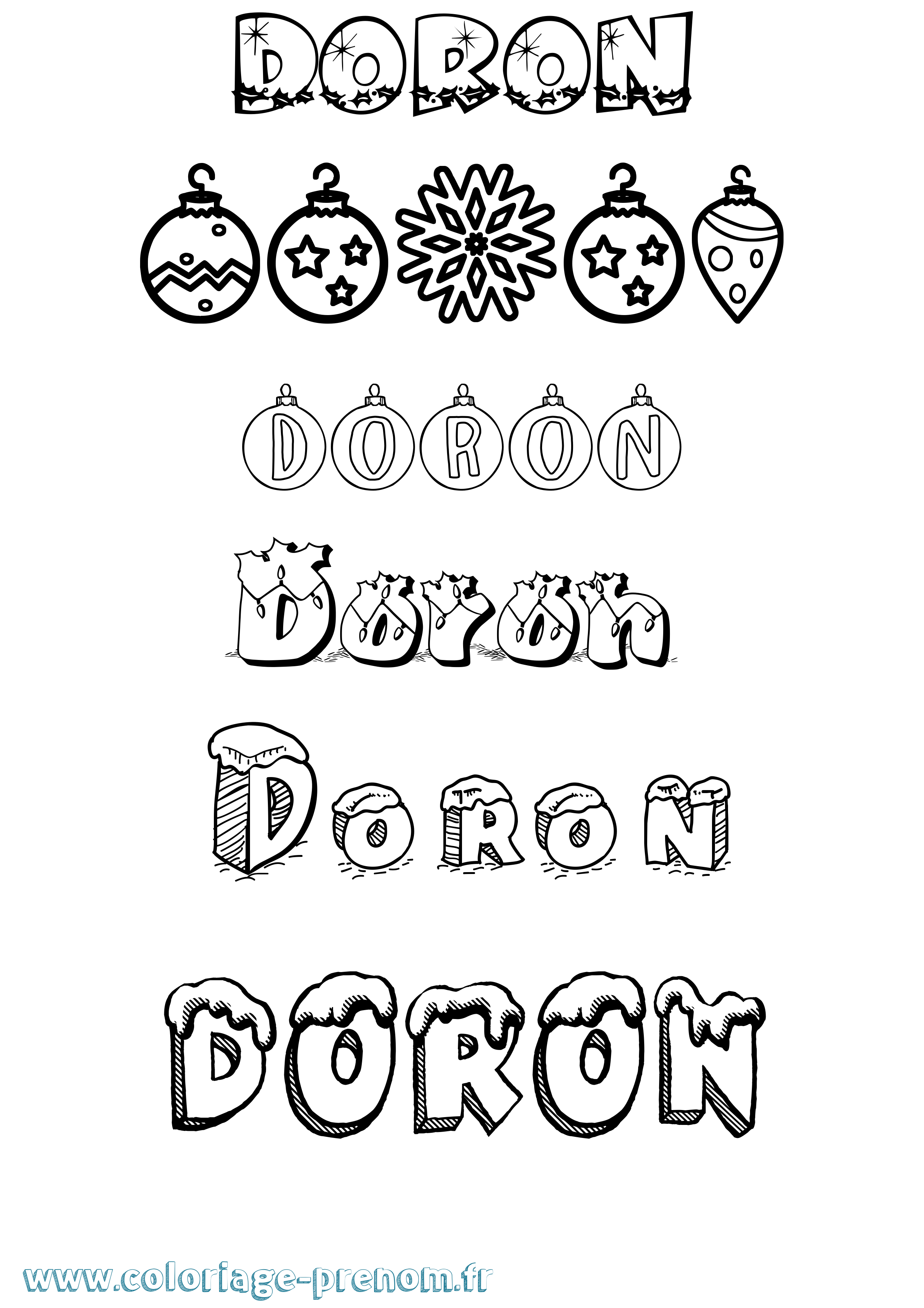 Coloriage prénom Doron Noël