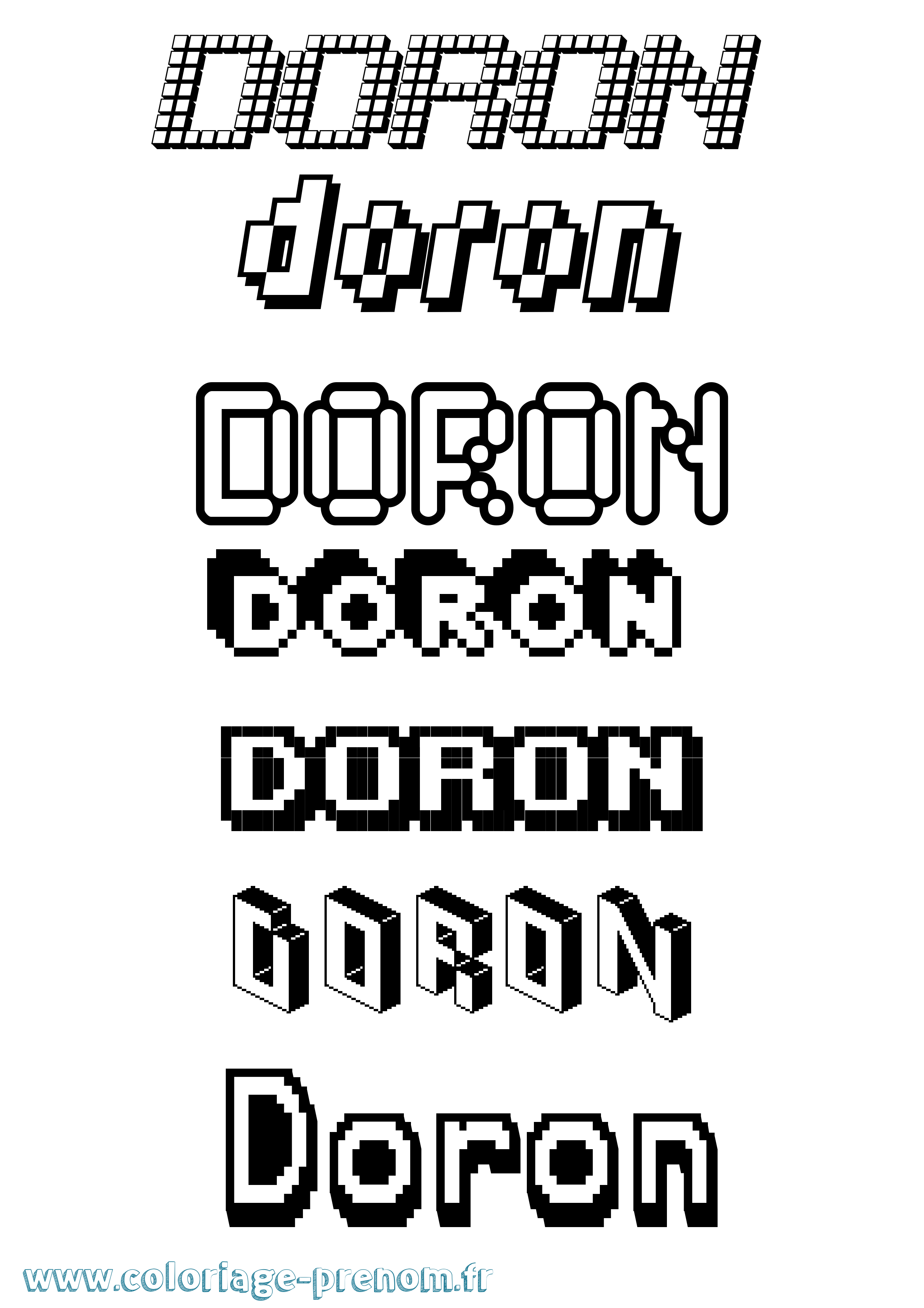 Coloriage prénom Doron Pixel