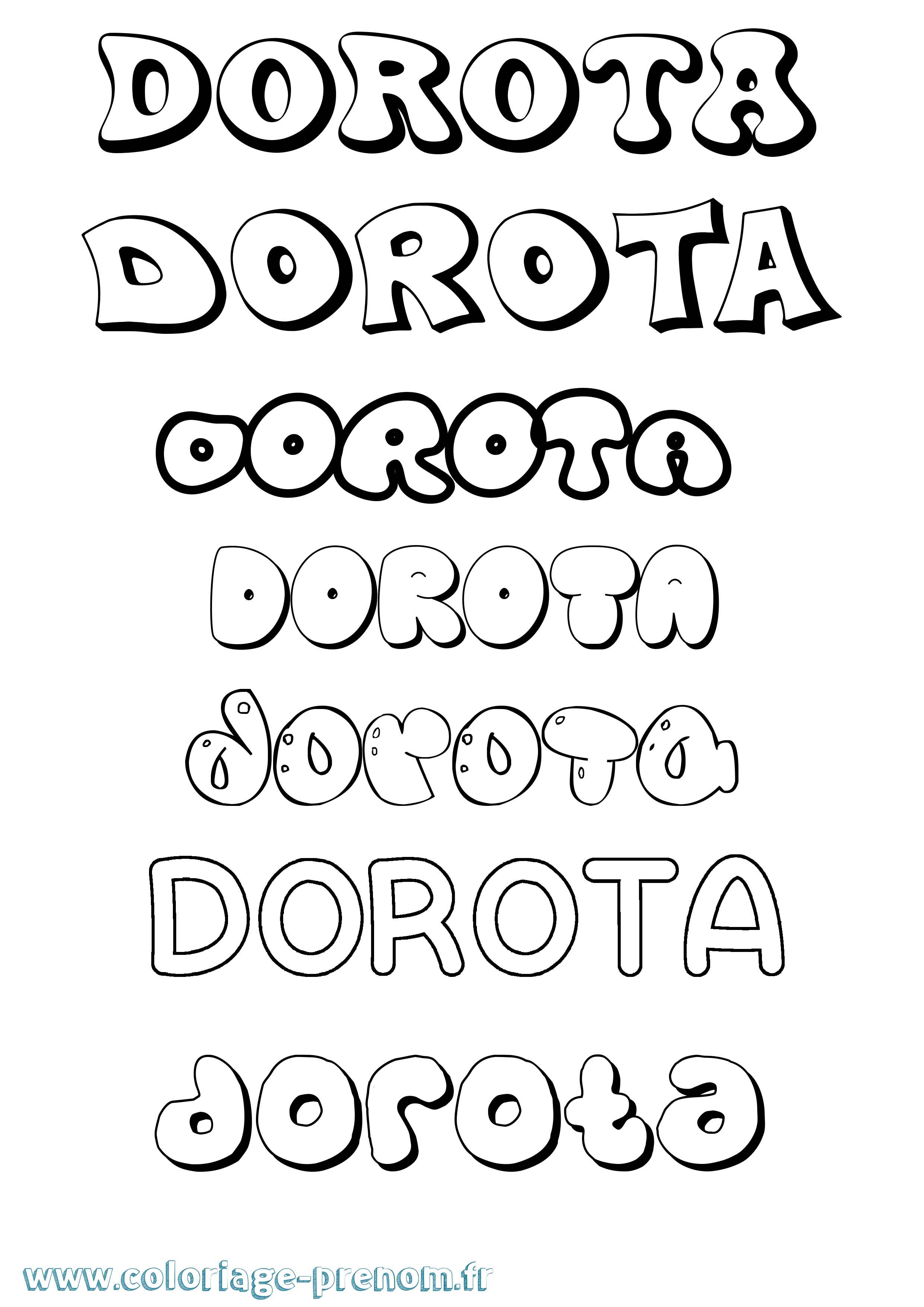 Coloriage Dorota Bubble Coloriage prénom Dorota Bubble