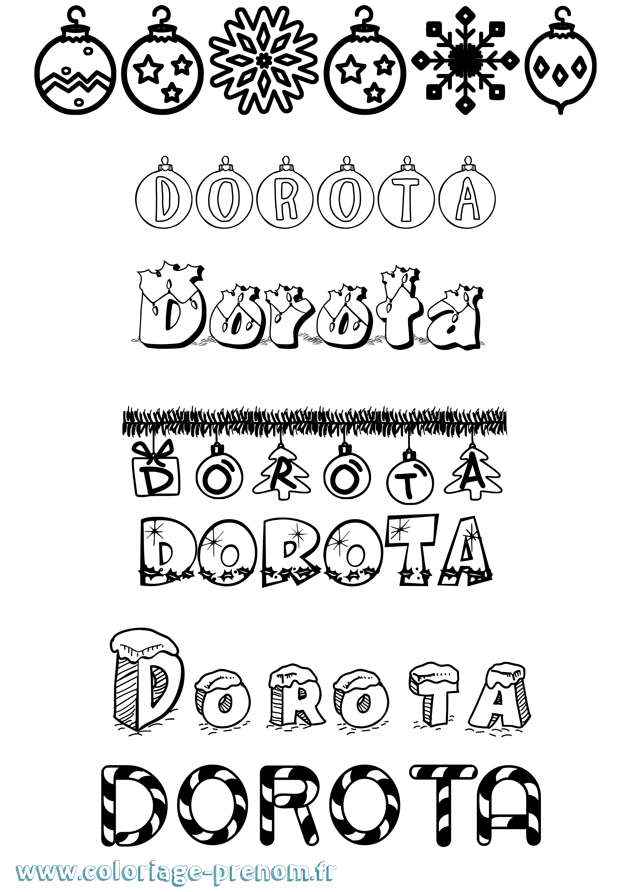 Coloriage Dorota Noël Coloriage prénom Dorota Noël