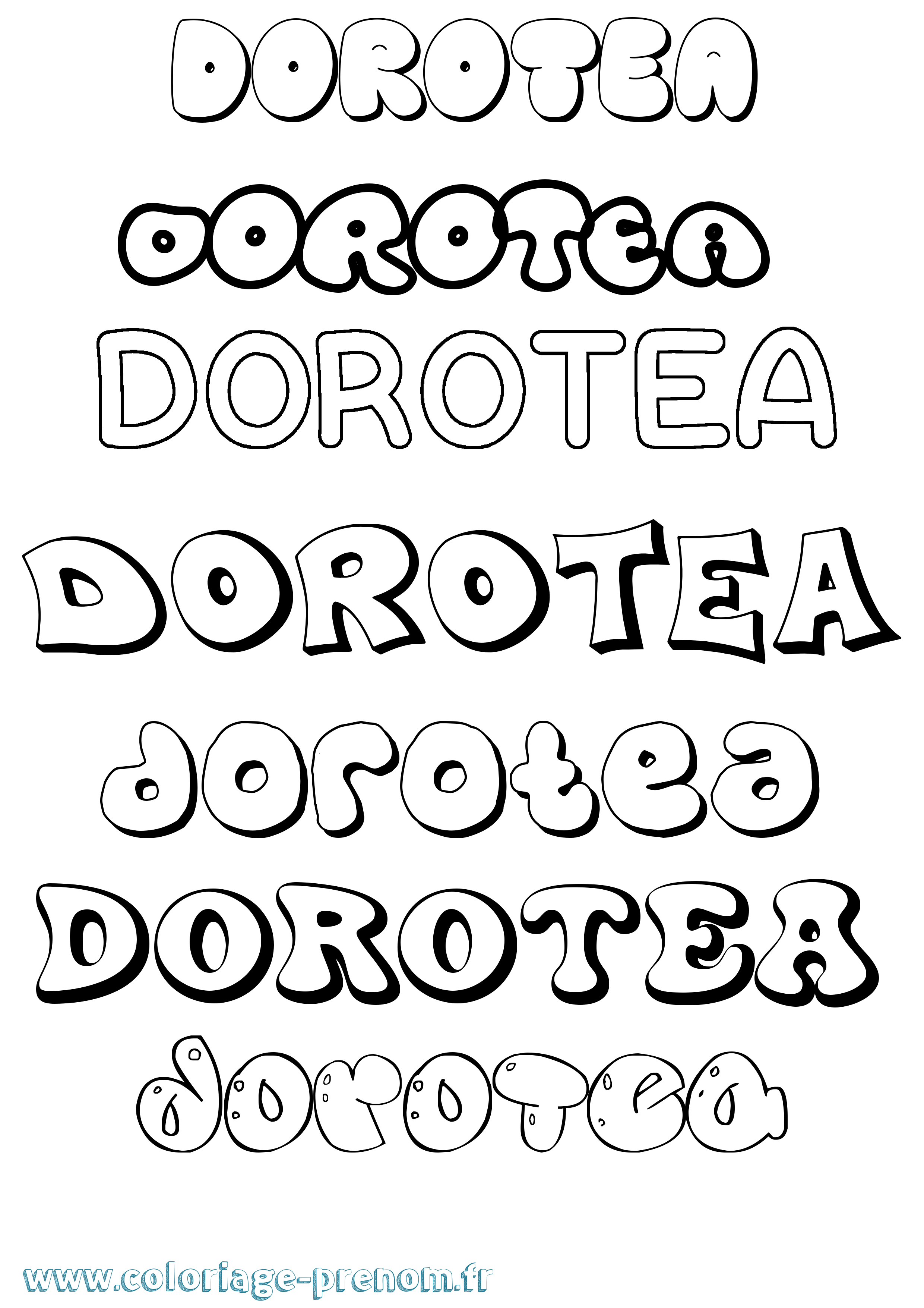 Coloriage prénom Dorotea Bubble