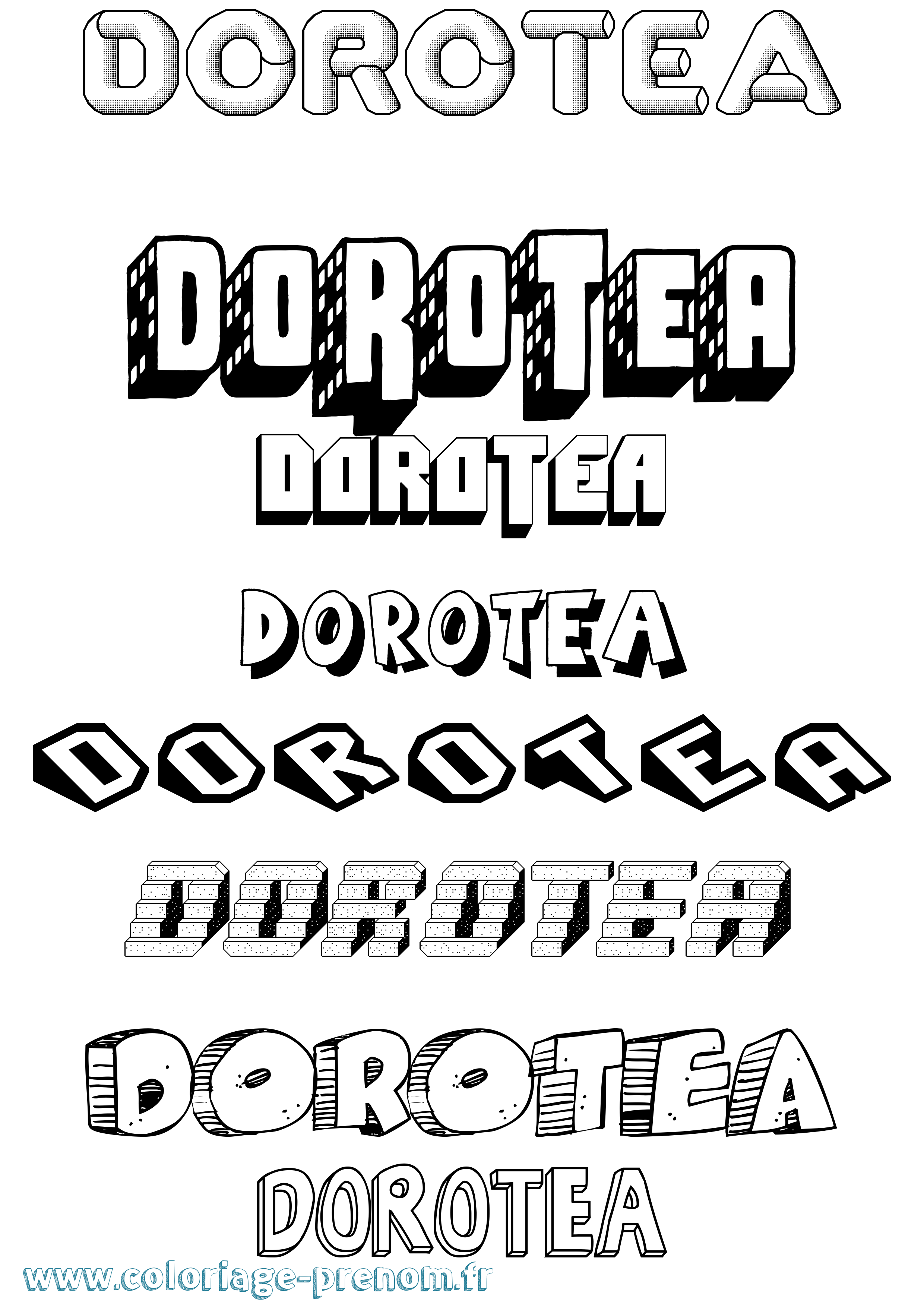Coloriage prénom Dorotea Effet 3D