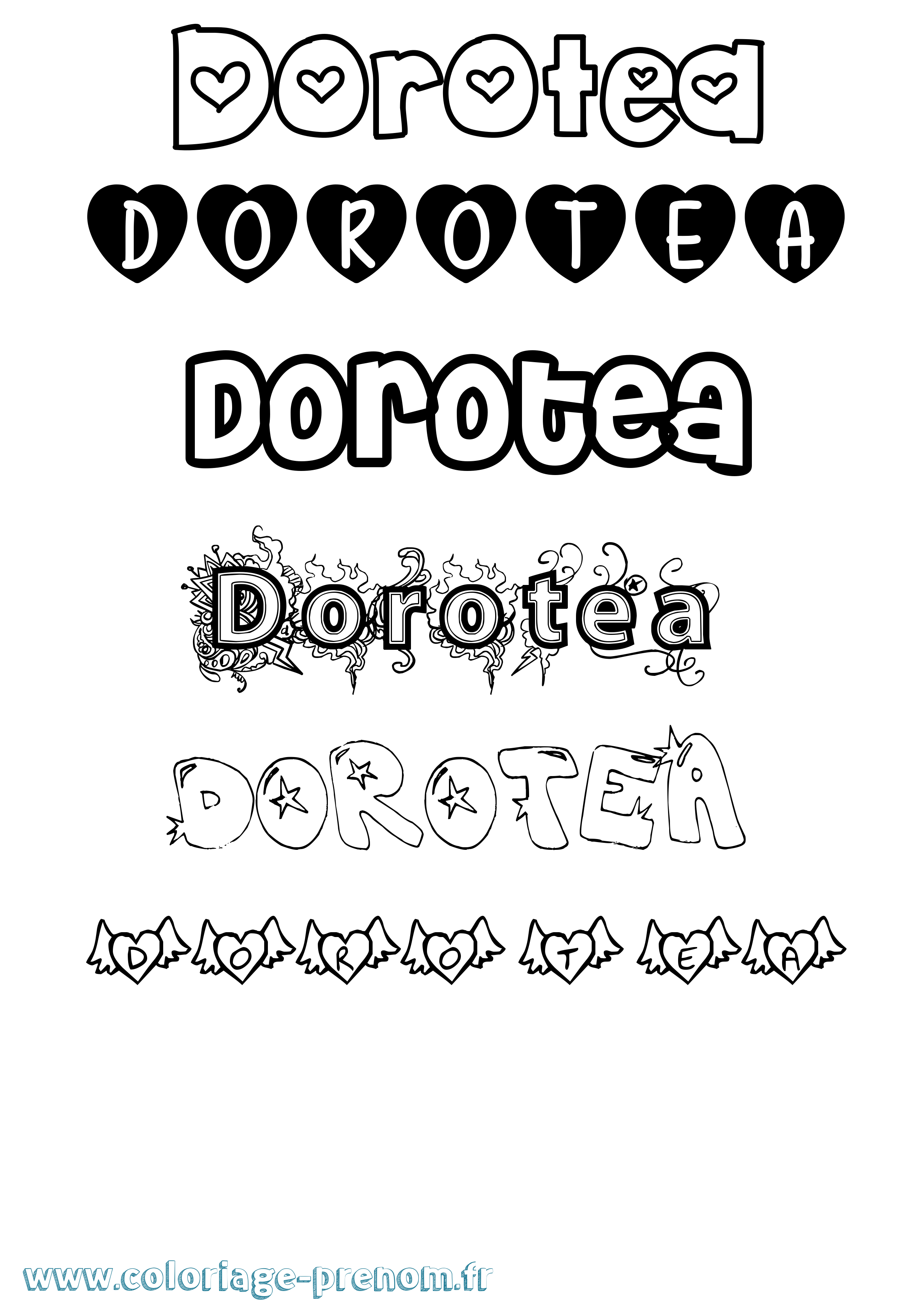 Coloriage prénom Dorotea Girly
