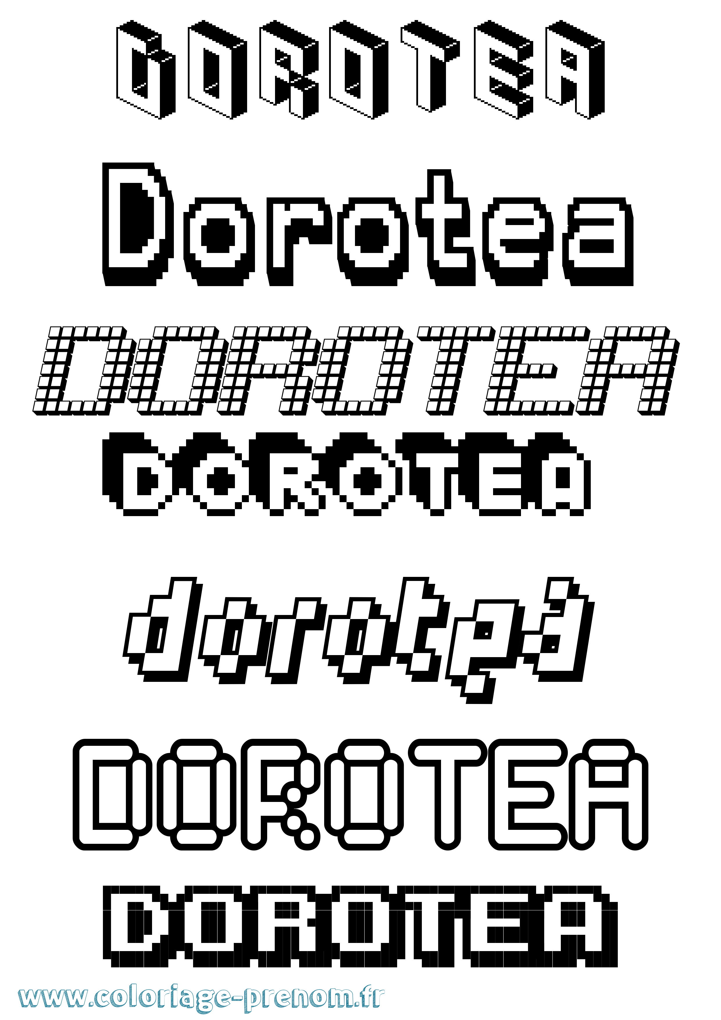 Coloriage prénom Dorotea Pixel