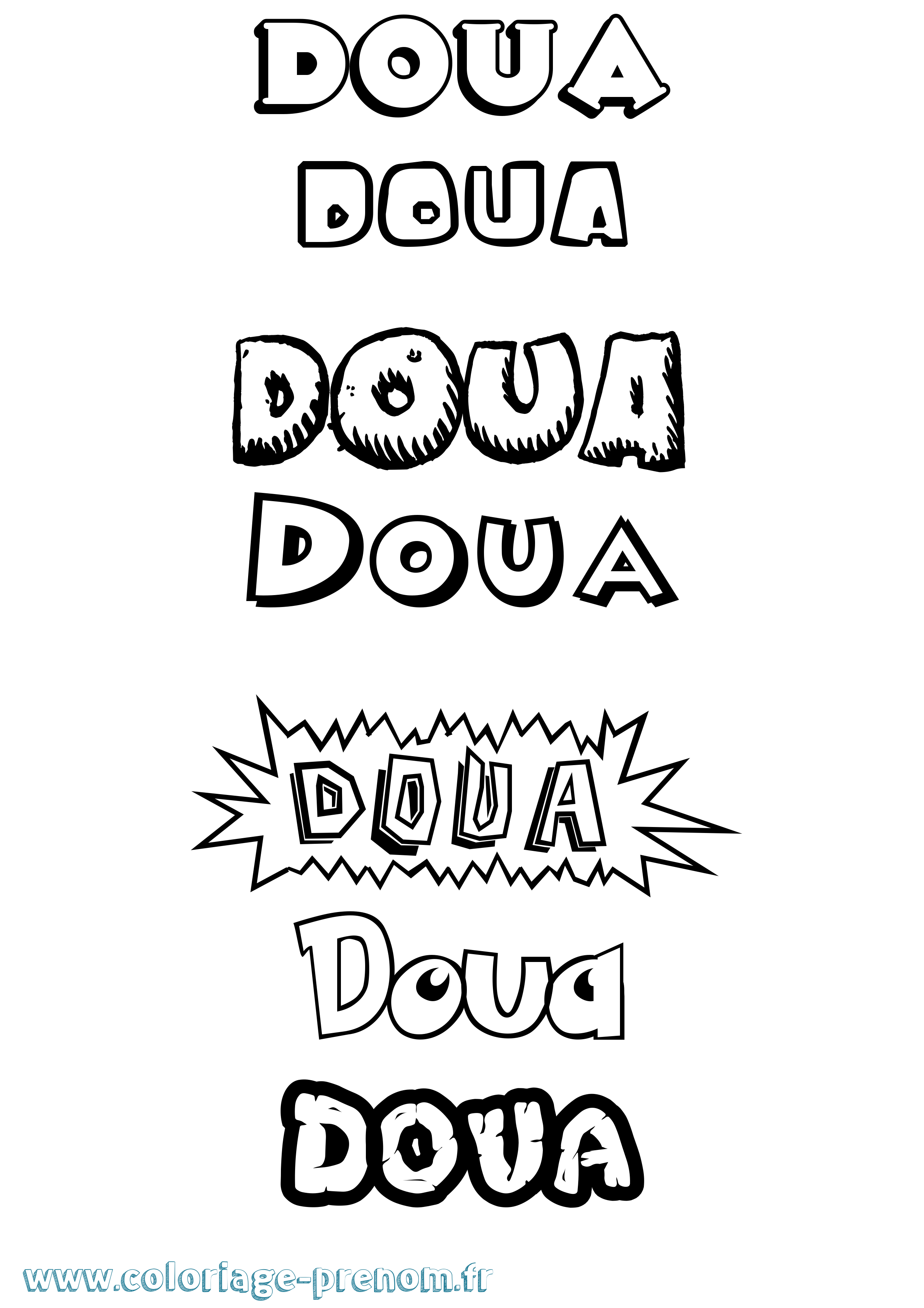 Coloriage prénom Doua Dessin Animé