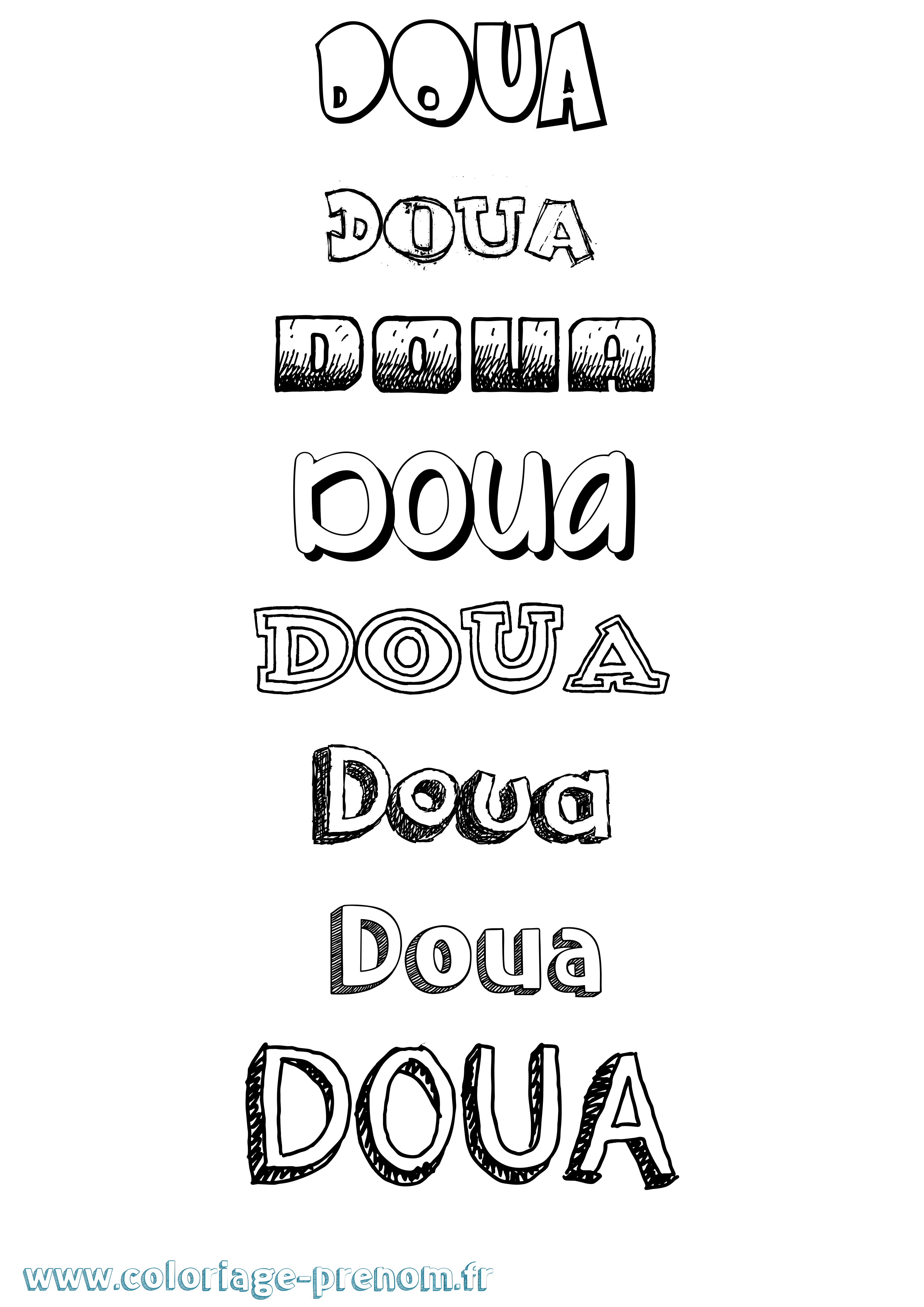 Coloriage prénom Doua Dessiné
