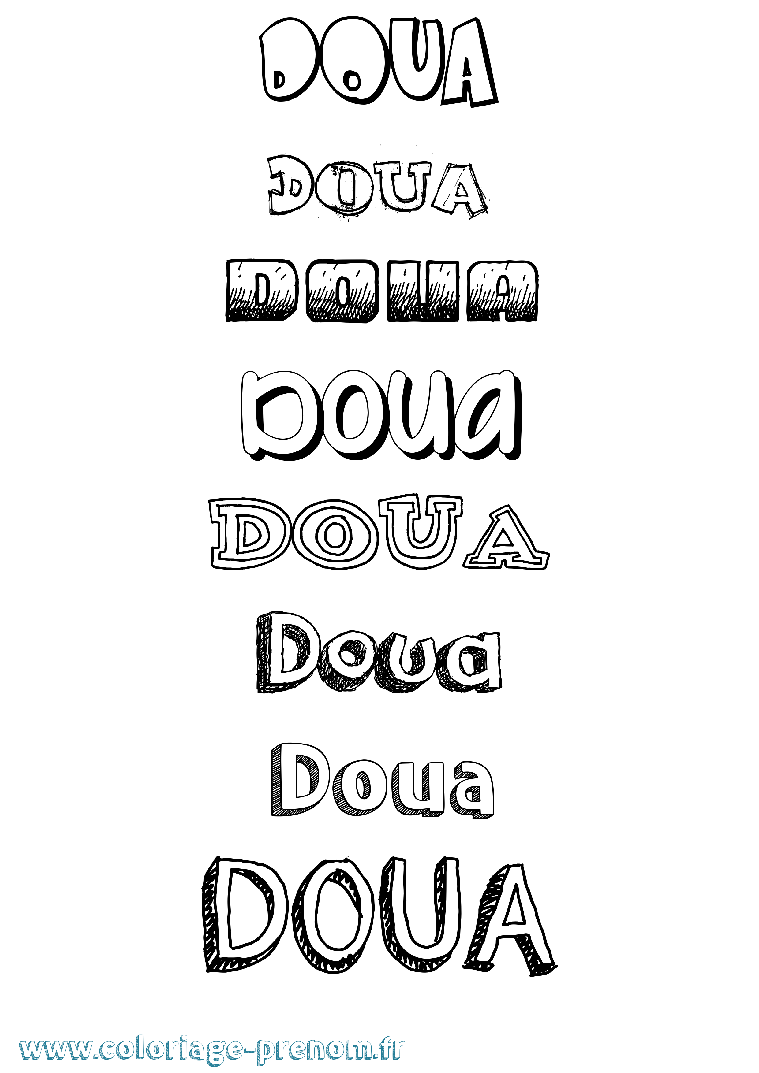 Coloriage Doua Dessiné Coloriage prénom Doua Dessiné