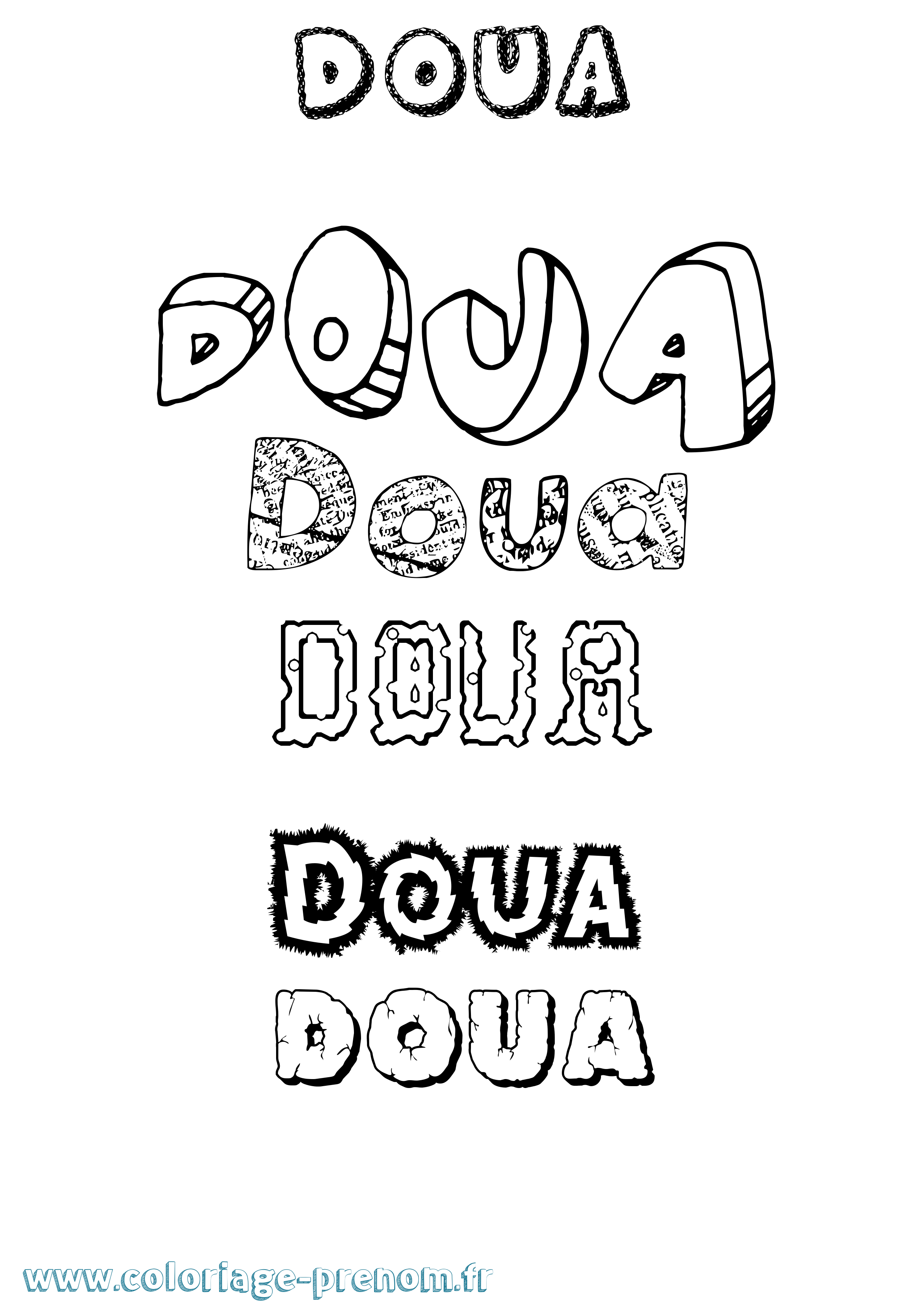 Coloriage prénom Doua Destructuré