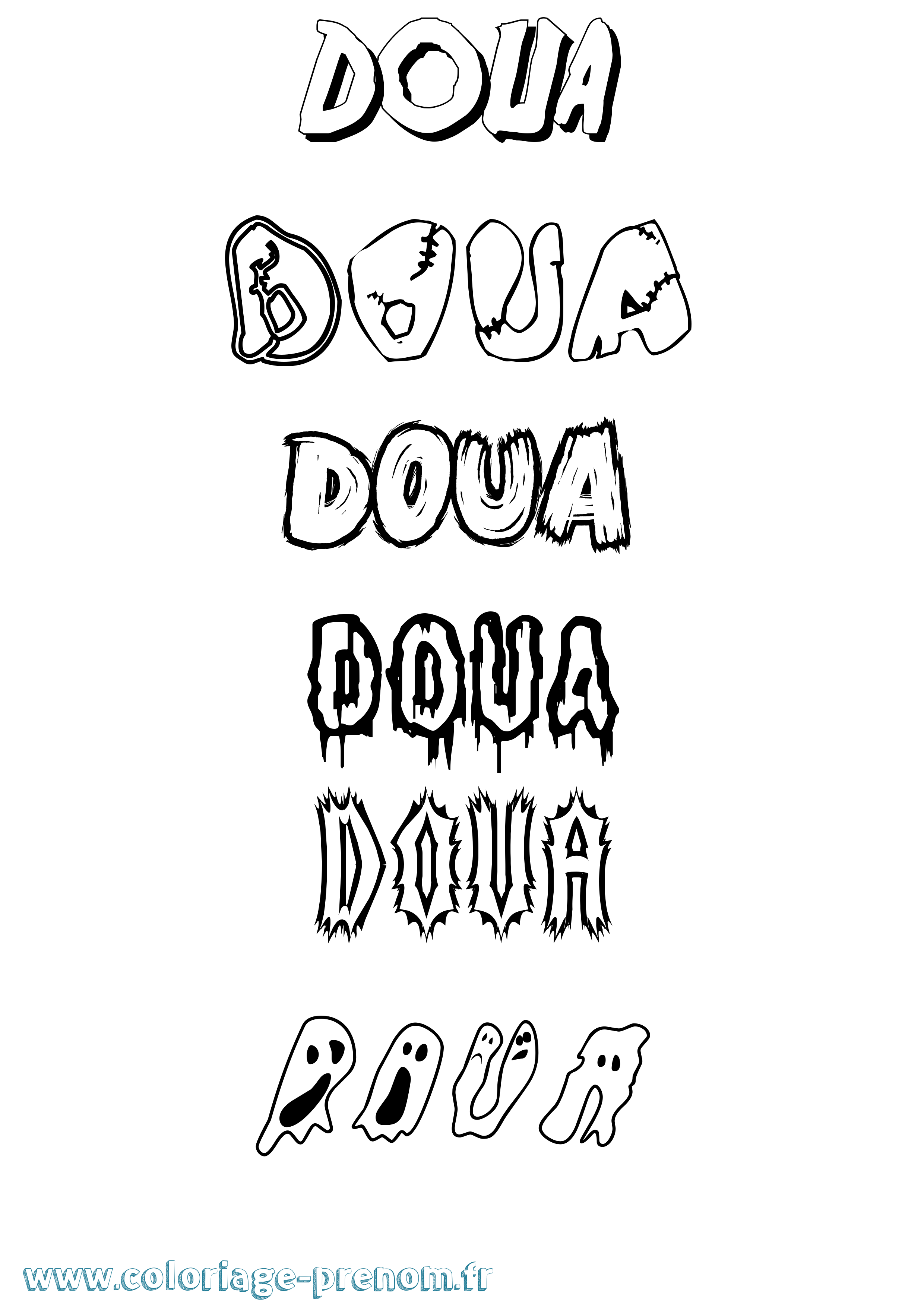 Coloriage Doua Frisson Coloriage prénom Doua Frisson