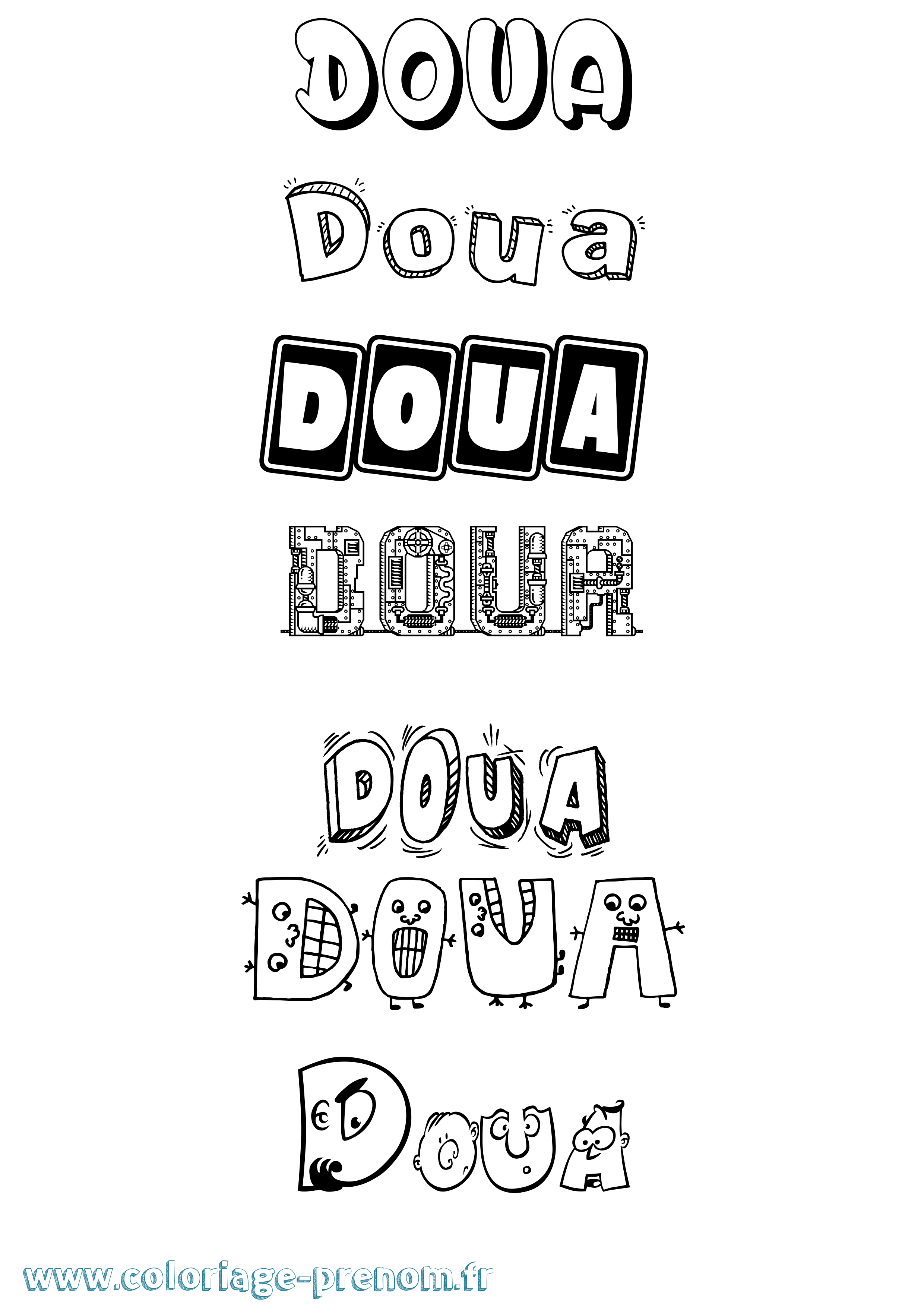 Coloriage Doua Fun Coloriage prénom Doua Fun