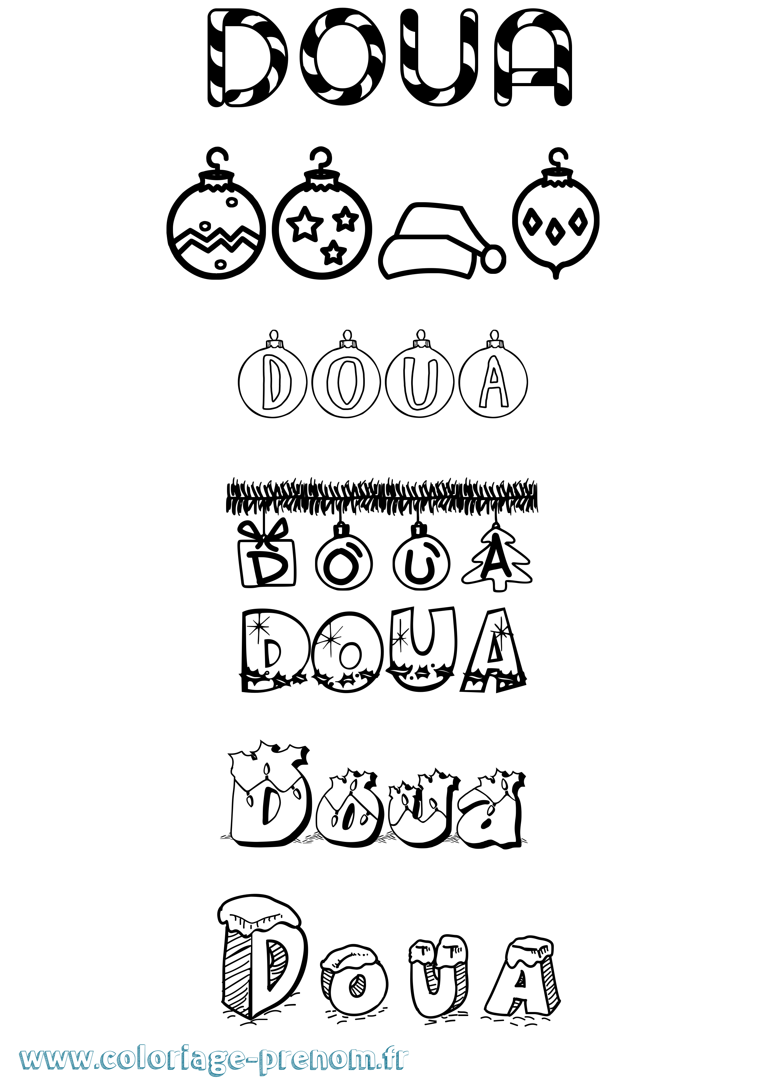 Coloriage Doua Noël Coloriage prénom Doua Noël