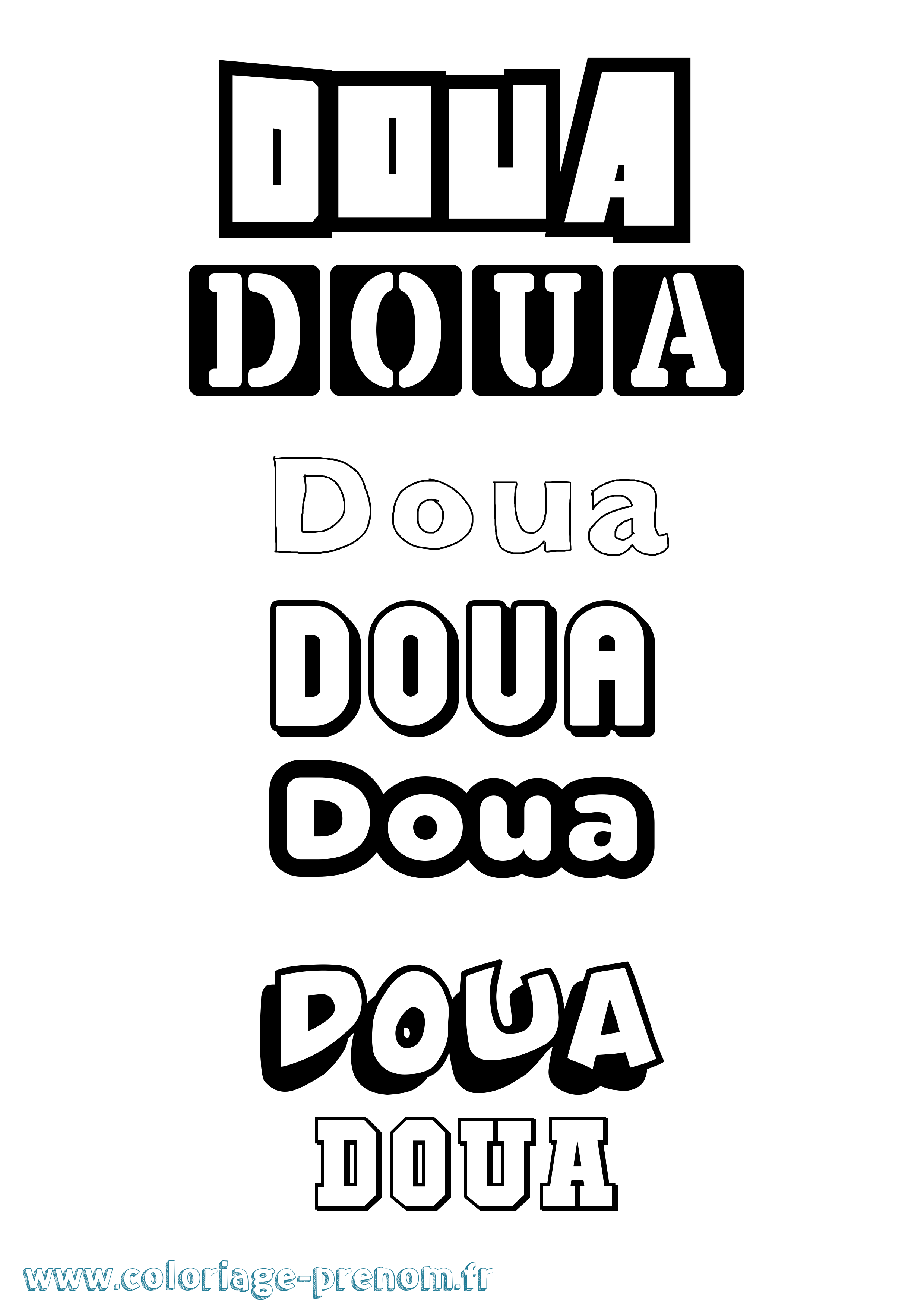 Coloriage prénom Doua Simple