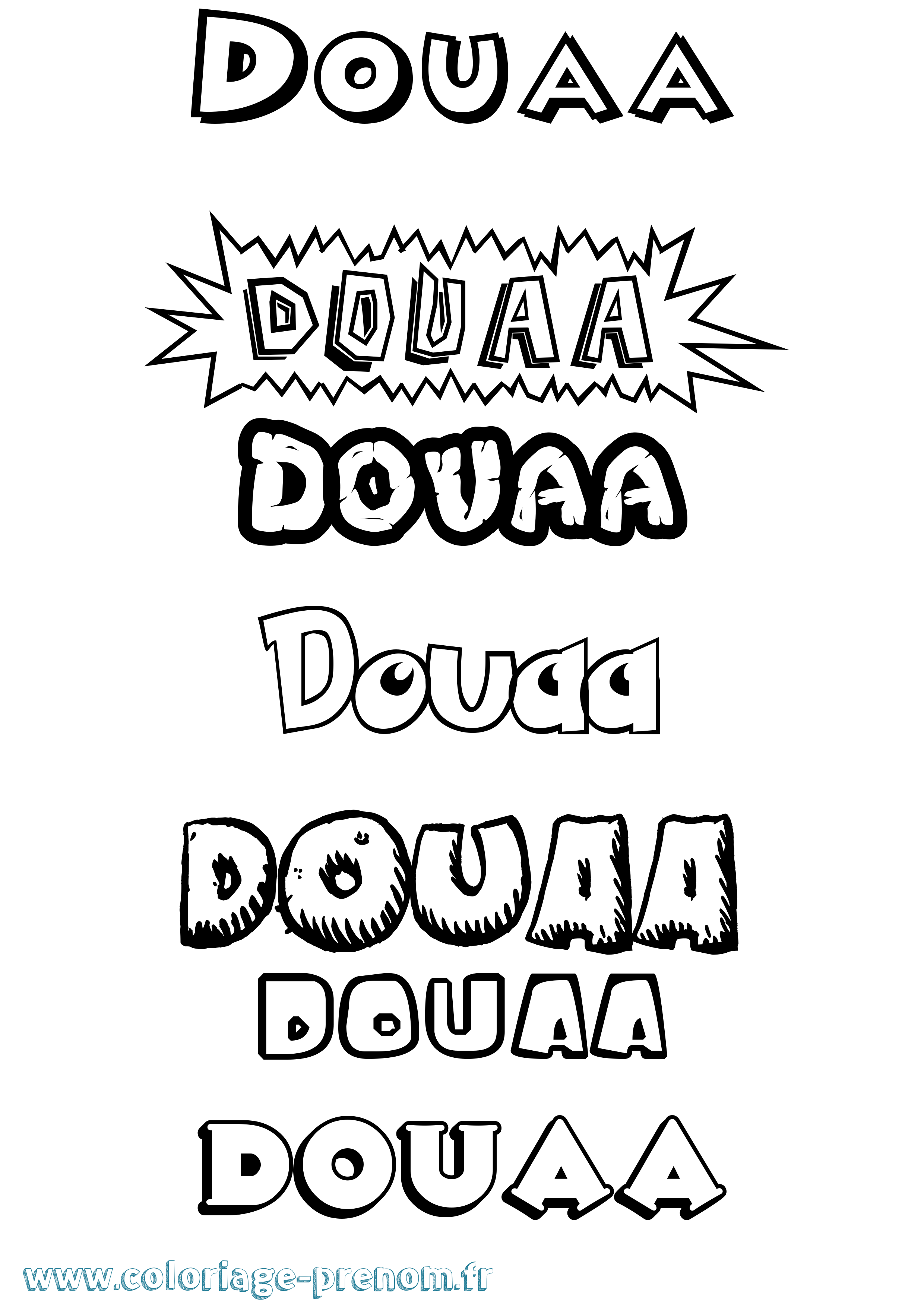 Coloriage prénom Douaa Dessin Animé